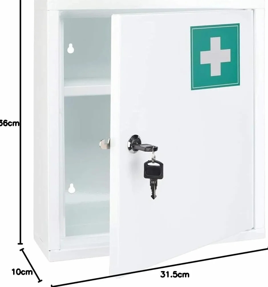 Bambelaa! Armario de medicamentos colgante grande con cerradura 31,5 x 10