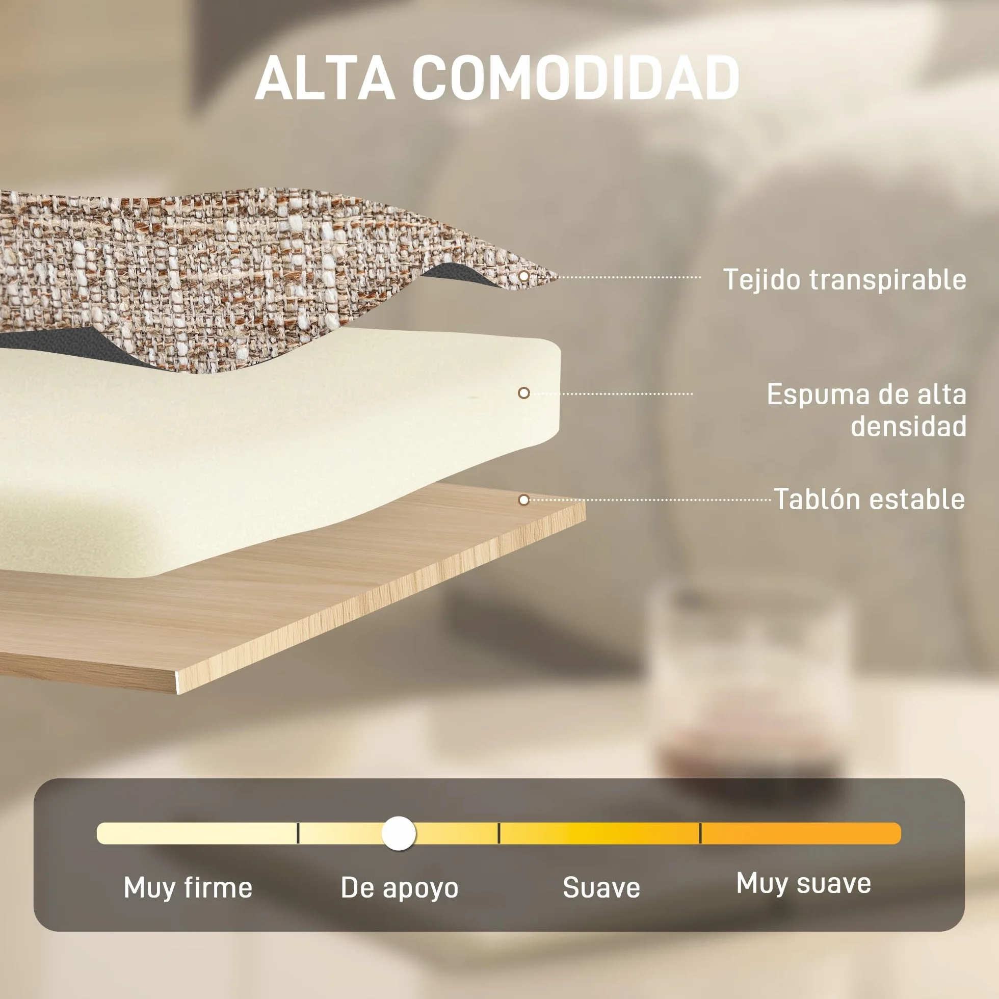 HOMCOM Butaca de Salón con Asiento Giratorio, Sillón de Salón, Tapizado en Lino, con Asiento Amplio, Acolchado Grueso, Patas de Metal para Dormitorio, Lectura, Beige