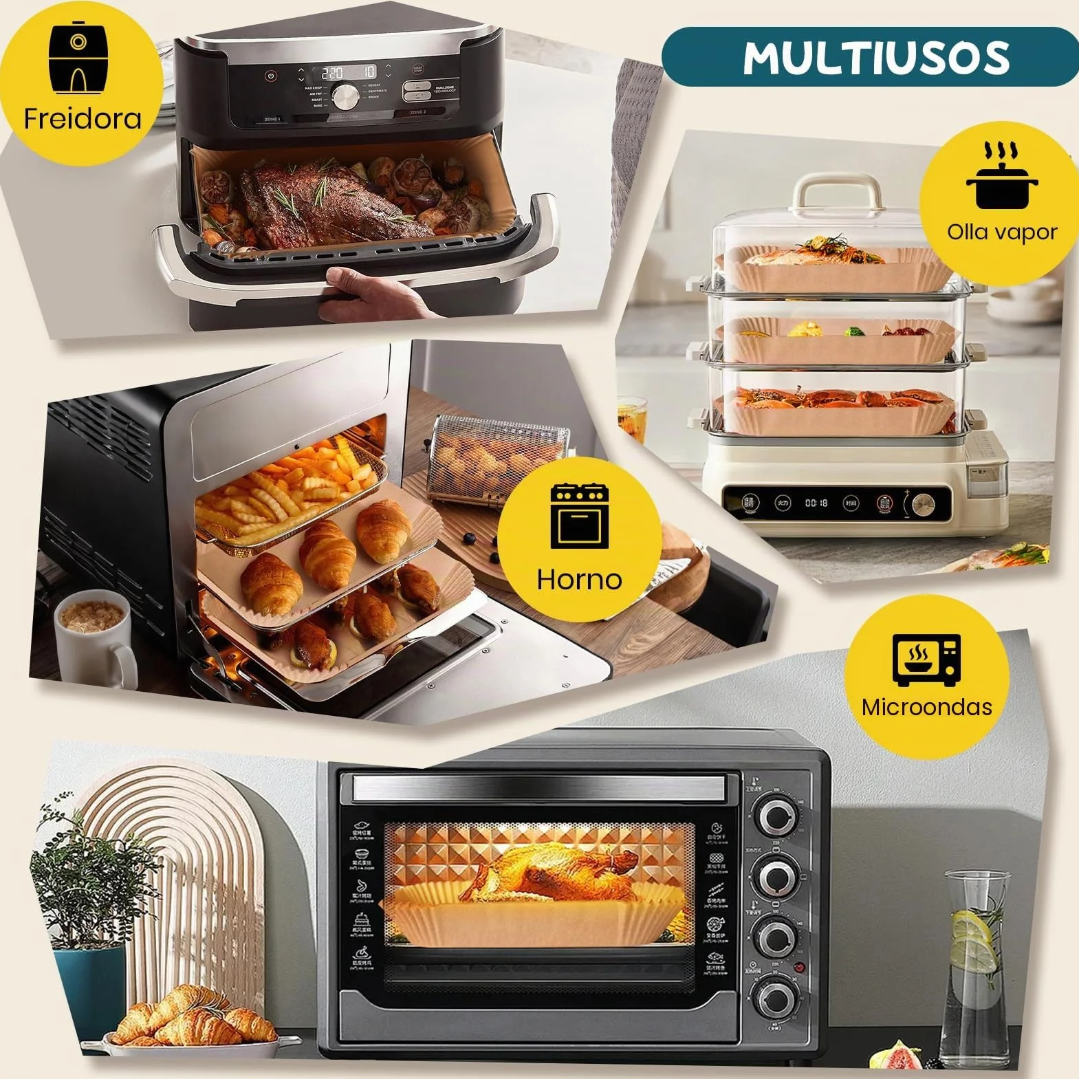 300 Piezas Papel Freidora Aire para Ninja Foodi Flexdrawer 10,4L,Papel Para Freidora de Aire Dual Zone,Accesorios para Airfryer Ninja AF500EU AF500EUCP,Cosori Dual Blaze TwinFry 10L,Cecotec 9L 10L 11L