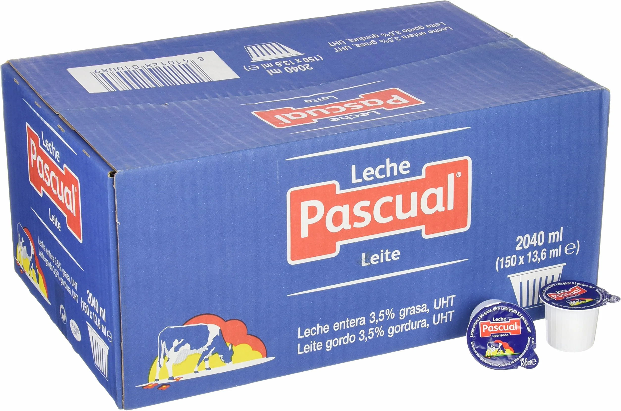 Leche Pascual Entera Caja 150 Tarrinas 14 ml Monodosis Sin Refrigeración
