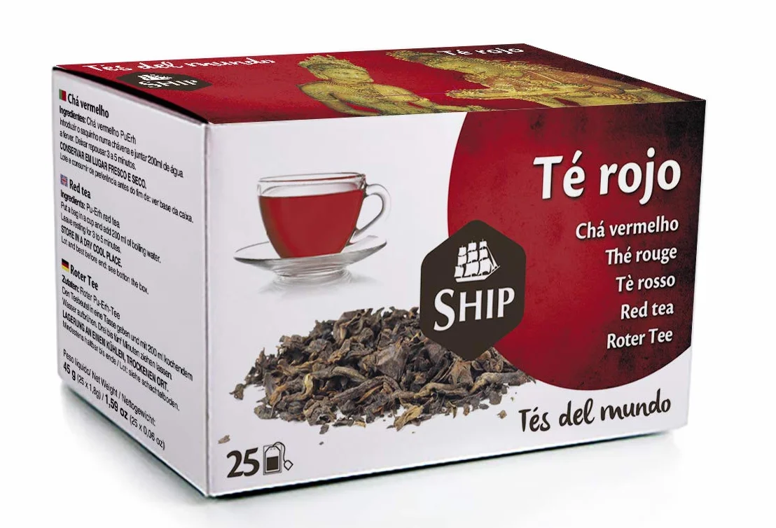 Té Rojo Pu Erh en Caja de 25 Unidades - Propiedades Antioxidantes - Ayuda a Activar la Mente - Aporta Vitaminas y Minerales