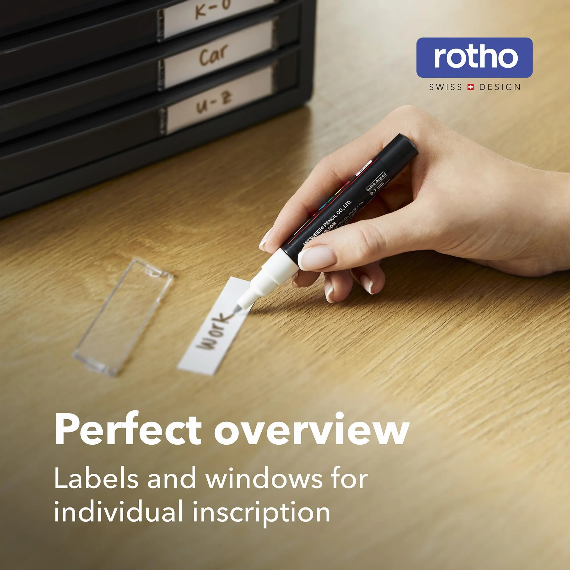 Rotho Timeless Cajón/caja de oficina con 10 cajones, Plástico (PS) sin BPA, antracita, (34.5 x 29.0 x 32.0 cm)