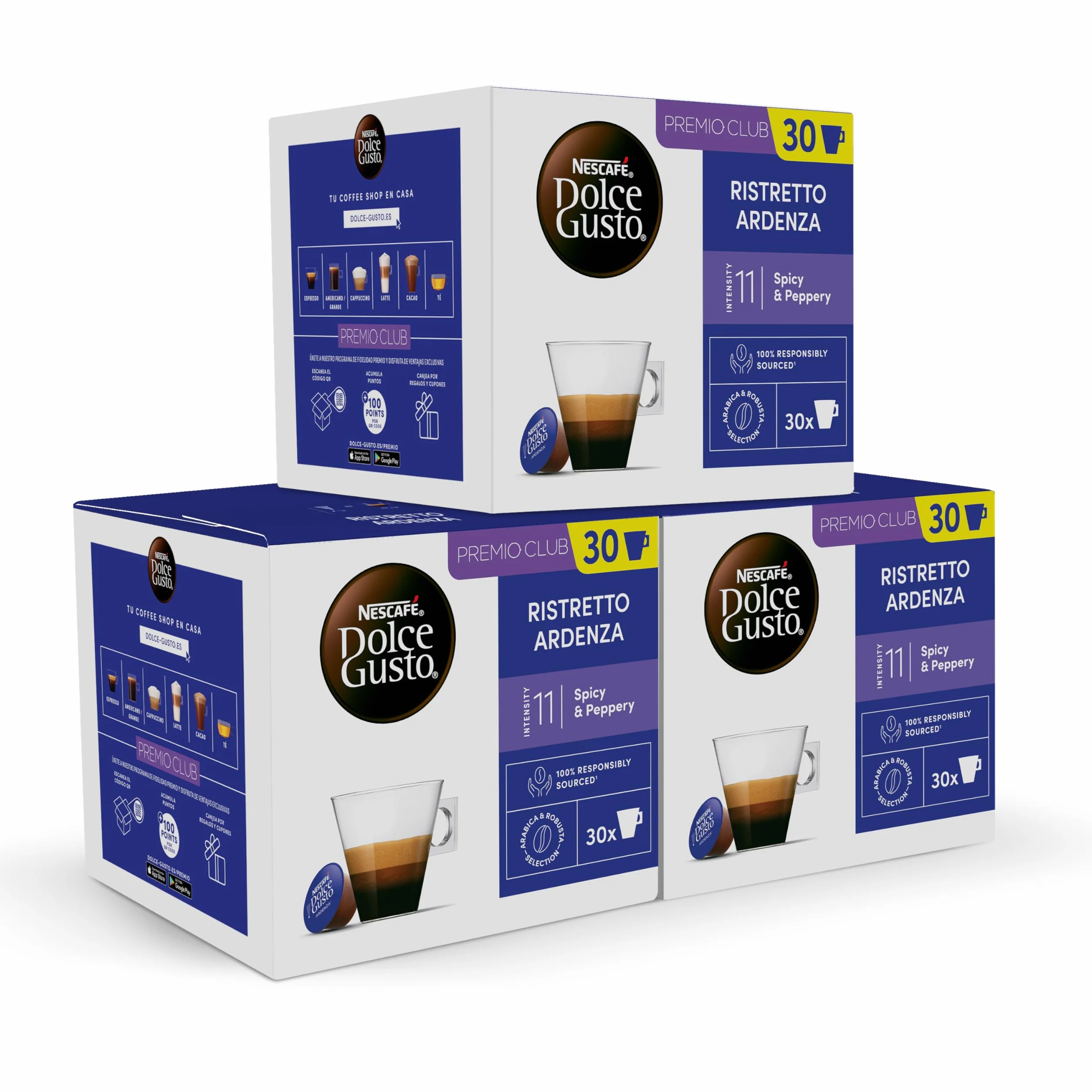 NESCAFÉ Dolce Gusto Espresso Ristretto Ardenza Cápsulas de Café, 90 Cápsulas, Intensidad 11, Café arábica