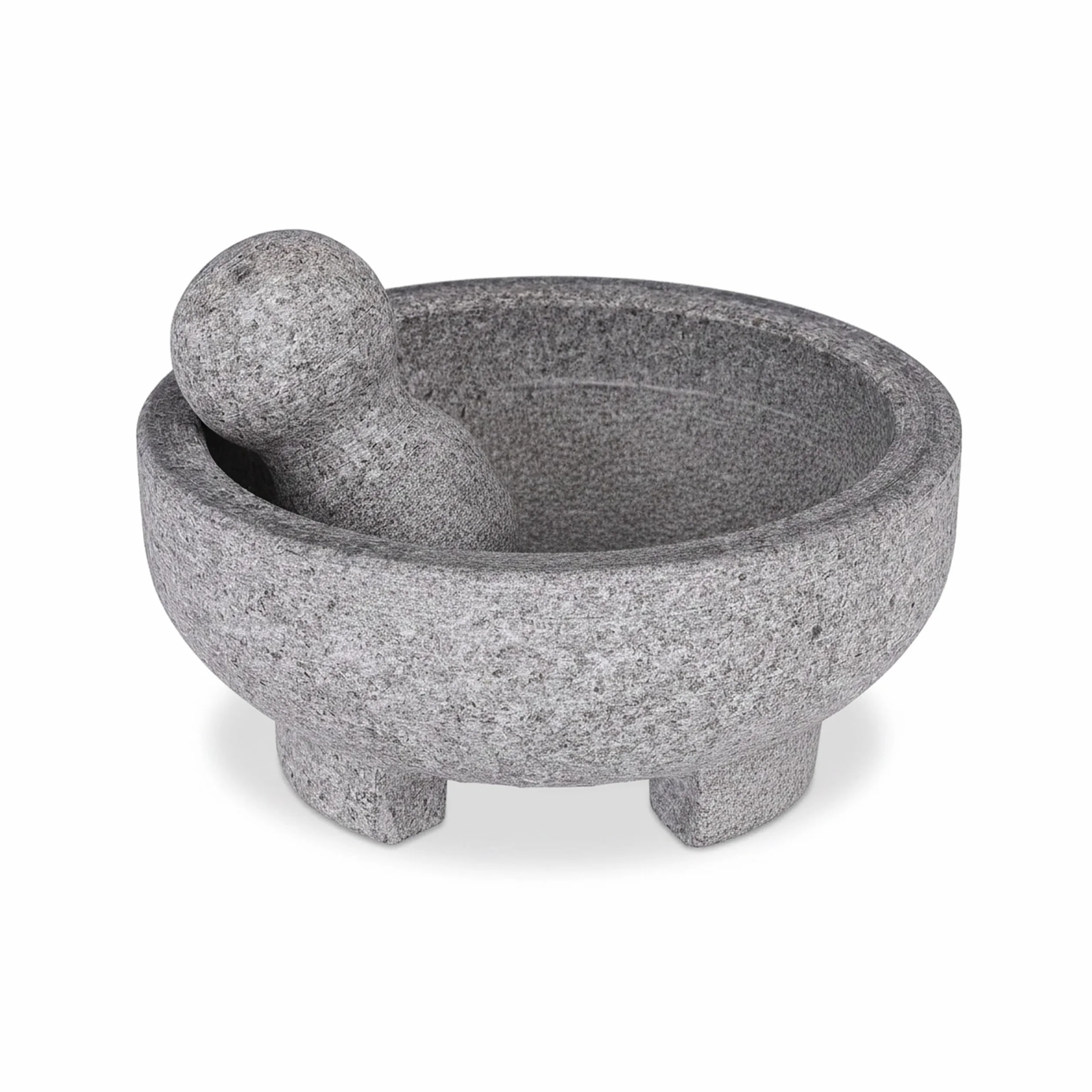 Relaxdays Mortero Granito con Mano, 9 x 20 cm, Resistente, Duradero, Moledor Piedra sin Pulir, Especias y Hierbas, Gris