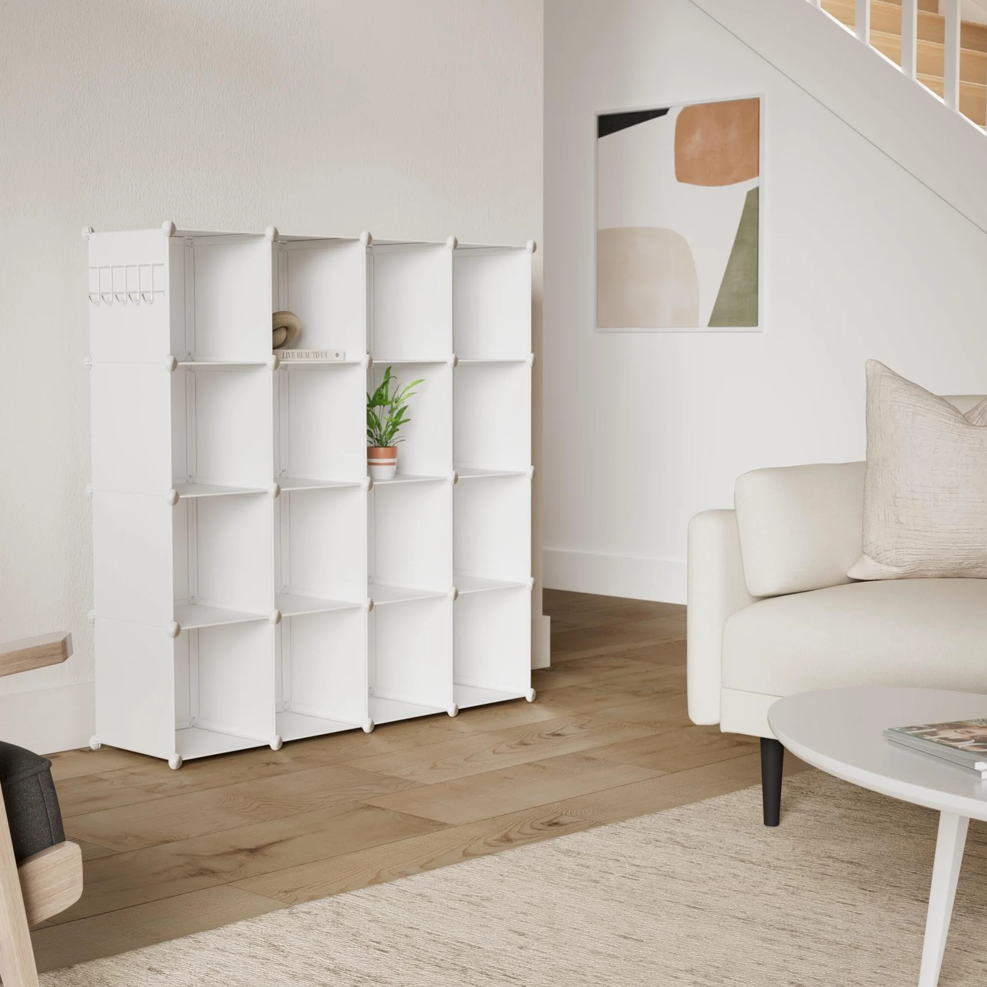 C&AHOME C&HOGAR Organizador de Almacenamiento en Cubos 16 Cubos 48.4 L x 12.4 W x 48.4 H Armario