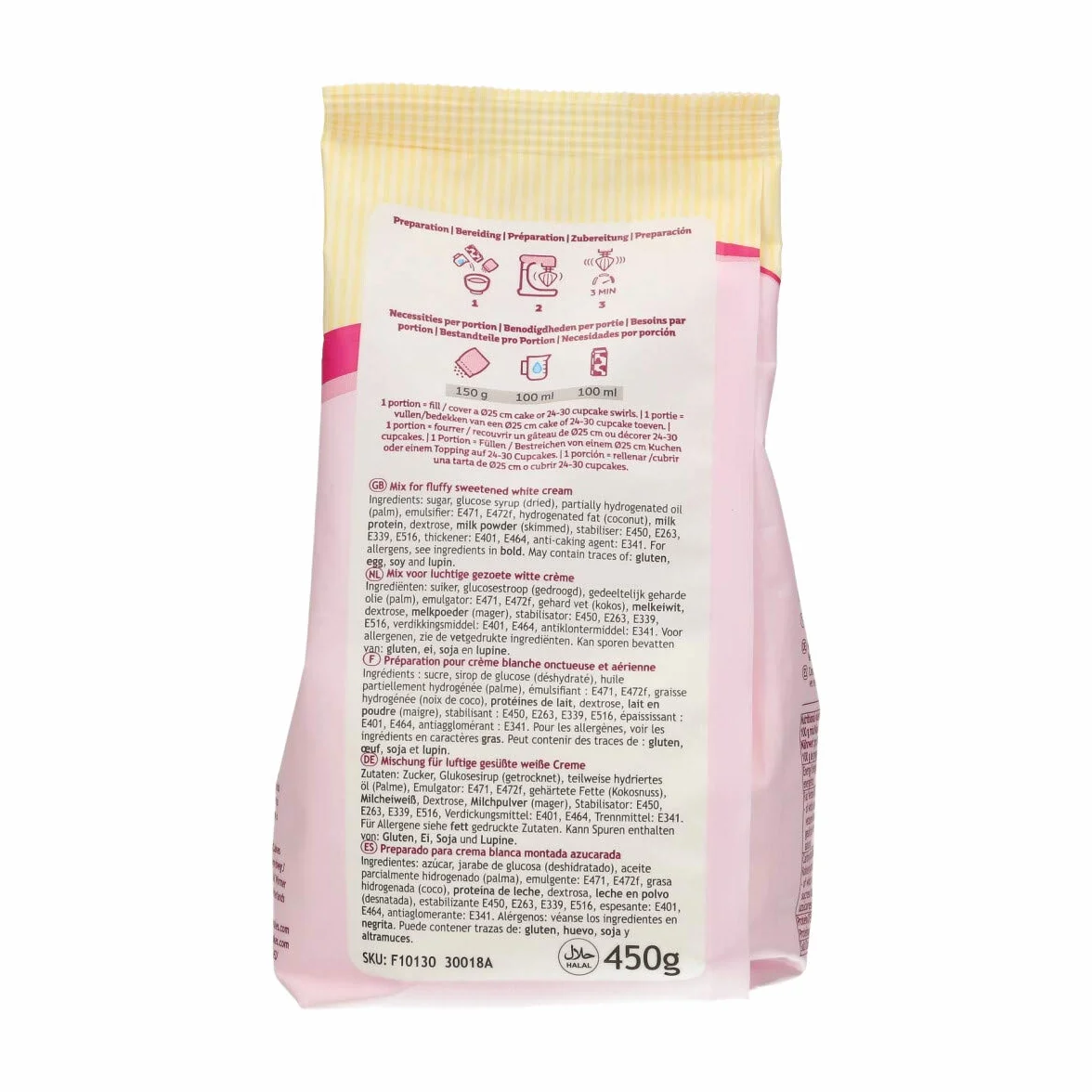 FunCakes Preparado Crema Encantada Blanca 450 g para Rellenar y Cubrir Pasteles