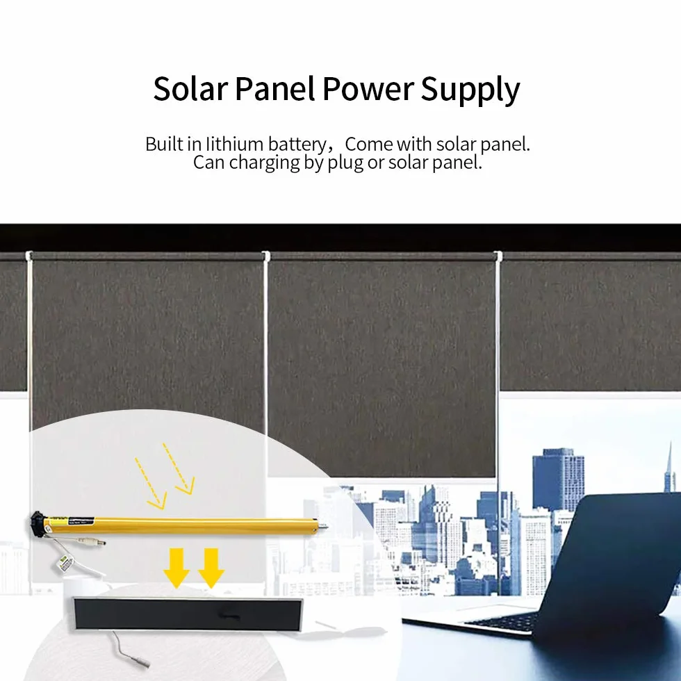 Olide Smart - Kit de motor tubular de cortina enrollable AM25 (con cargador de panel solar)