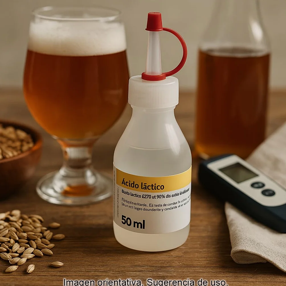 Ácido láctico 50 ml para aumentar acidez del mosto elaboración cerveza vino