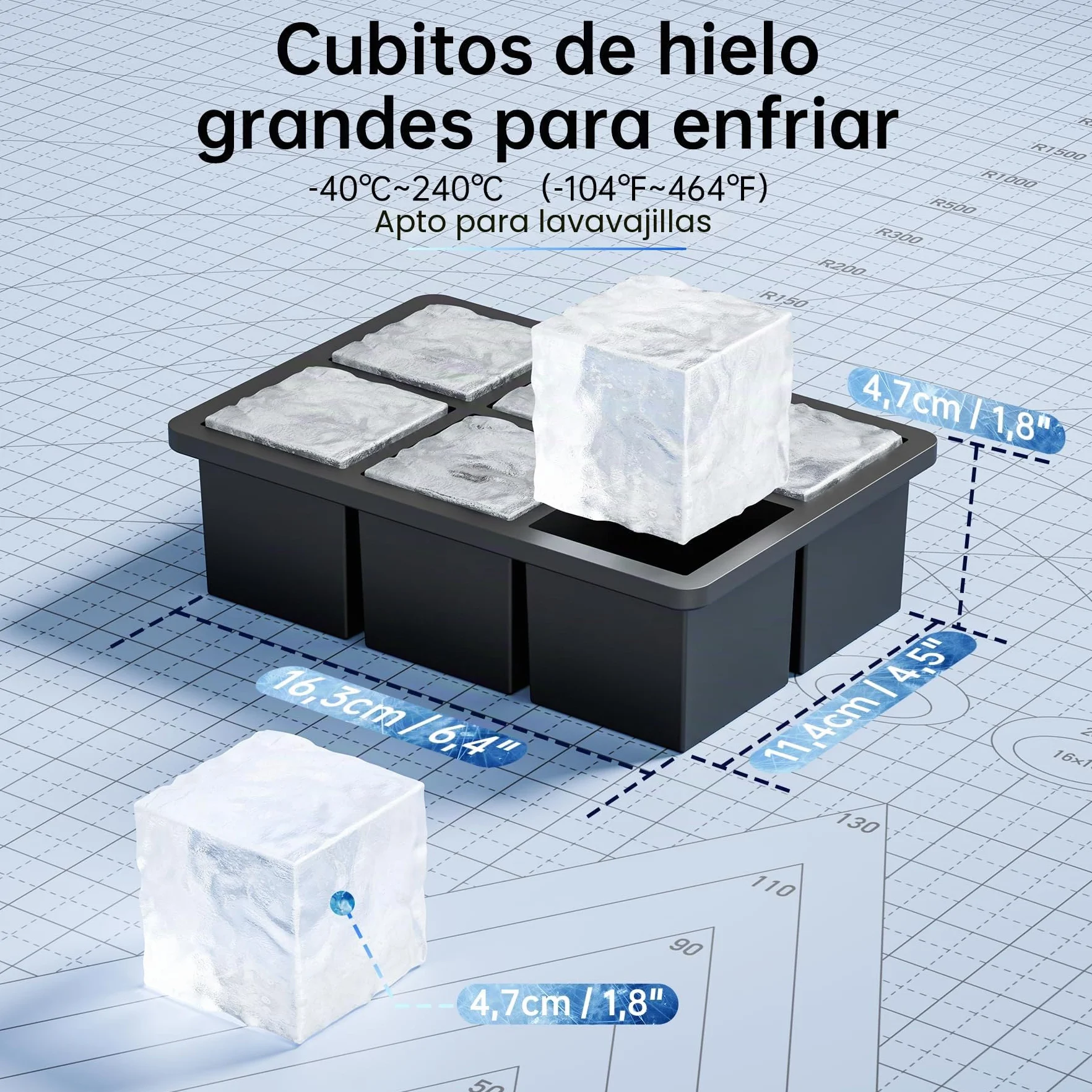Ankway Cubiteras para Hielo Grande, 2 Confecciones Silicona con Tapa, BPA, Calidad Alimentaria, para Whisky y Cócteles