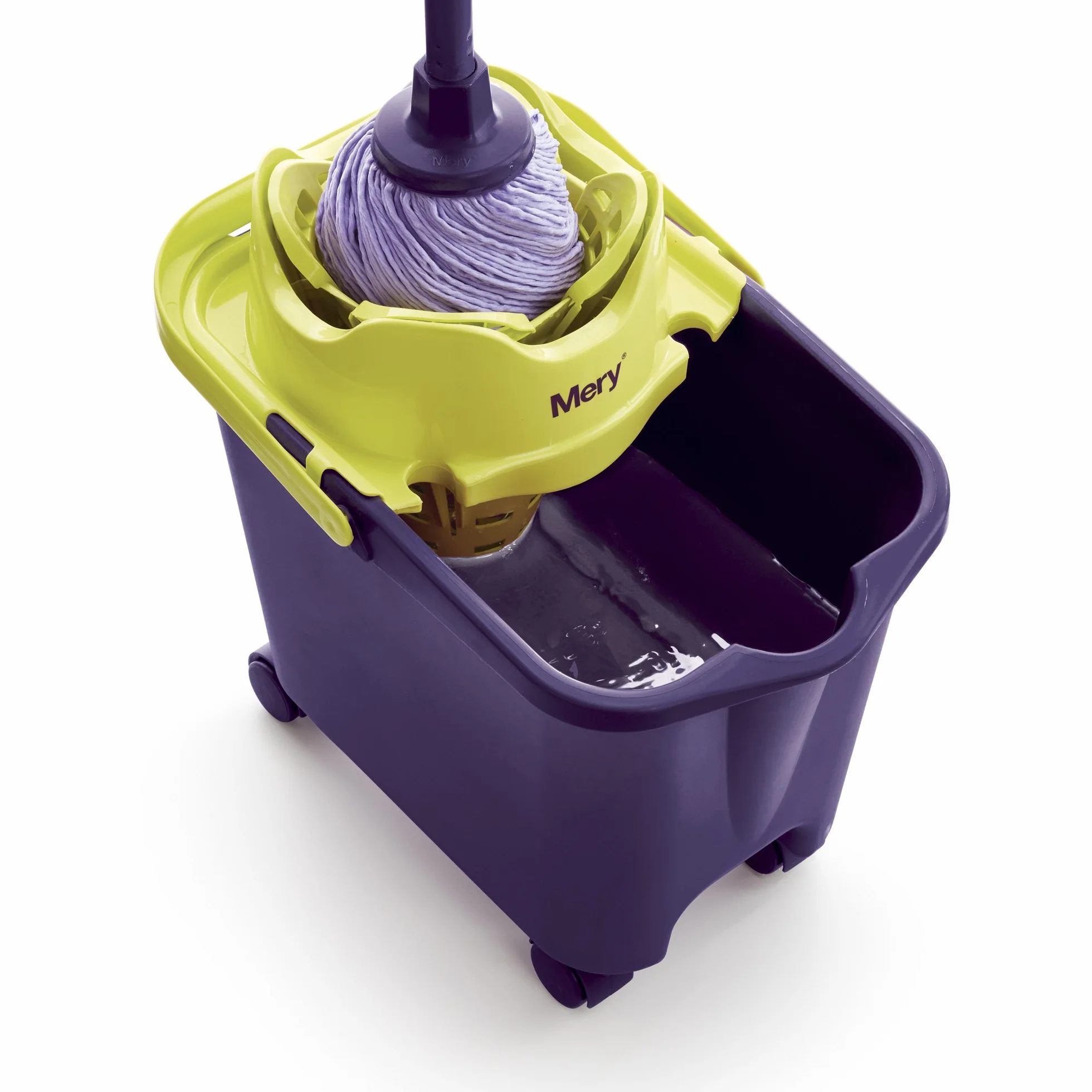 Cubo de fregona automático escurridor ecológico con ruedas morado 14L 38x25x39 cm