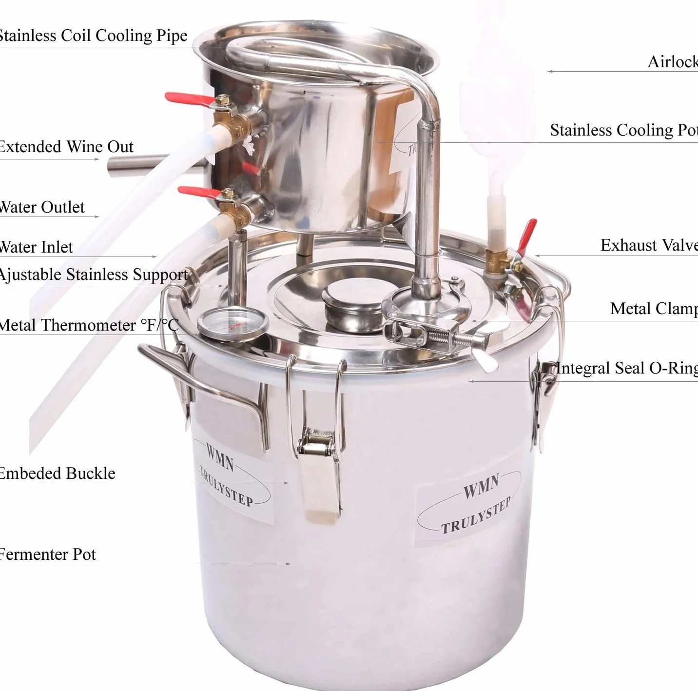 Fayelong Destilador de Agua 30 Litros Alambique Cobre para Licores Alcohol Cerveza Vino