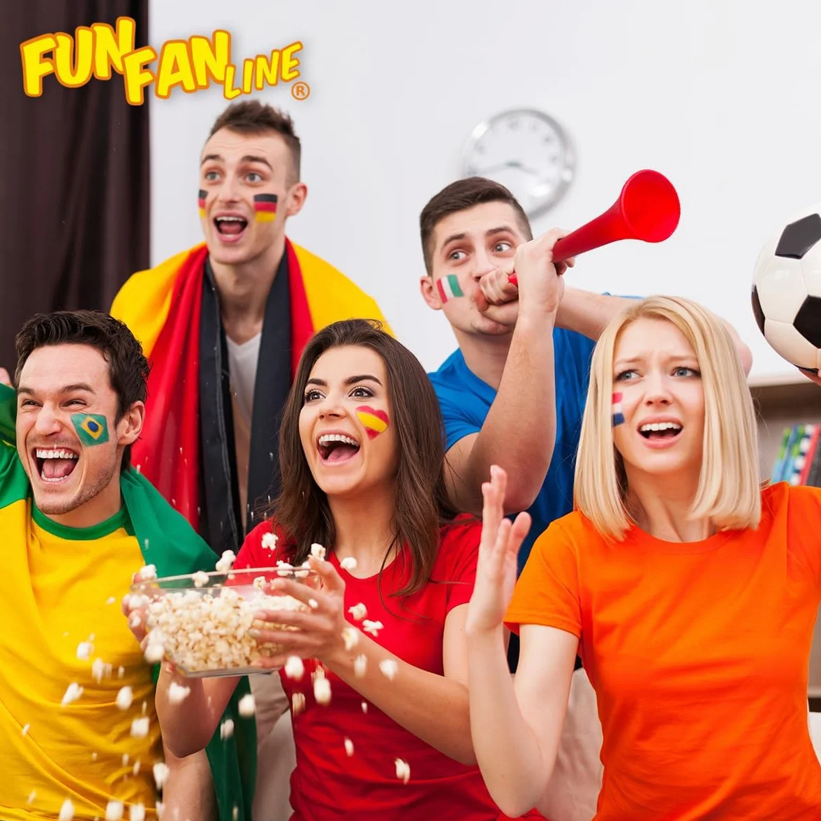 Pack Vuvuzelas Personalizables 120 DB | Combina 3 Colores (Trompeta, Soplador, Anillo) para tu Equipo o Fiesta | Bocina de Animación Fuerte