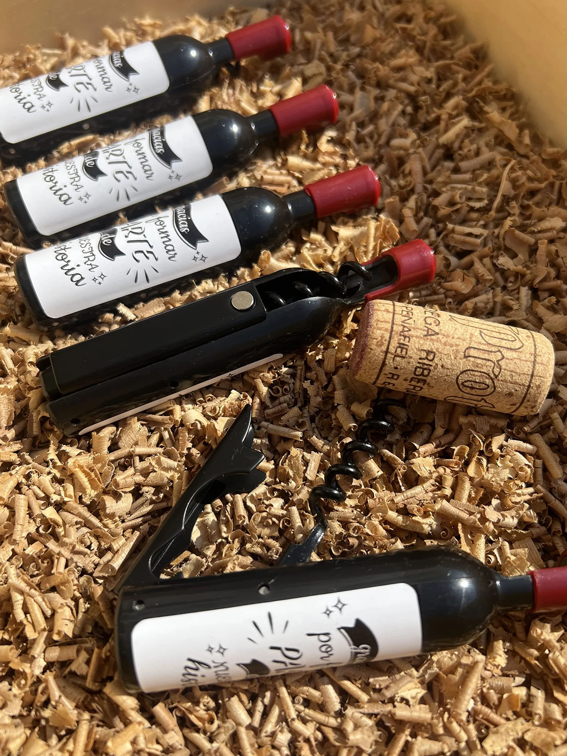 Pack de 25 Sacacorchos Magnéticos con Mensaje - Saca Corchos para Botellas Vino - Regalos Bodas Comuniones Bautizos