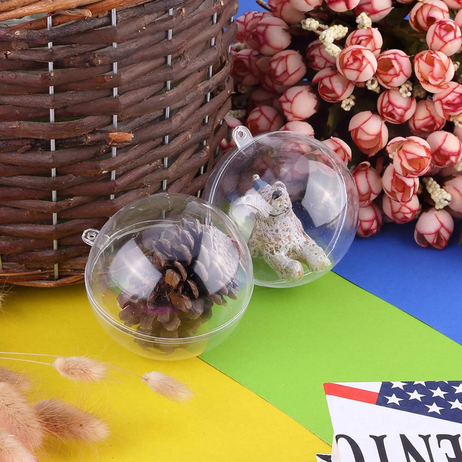 Bolas de Navidad Acrílico Transparente 8cm 20 uds para Decorar Árbol Navidad