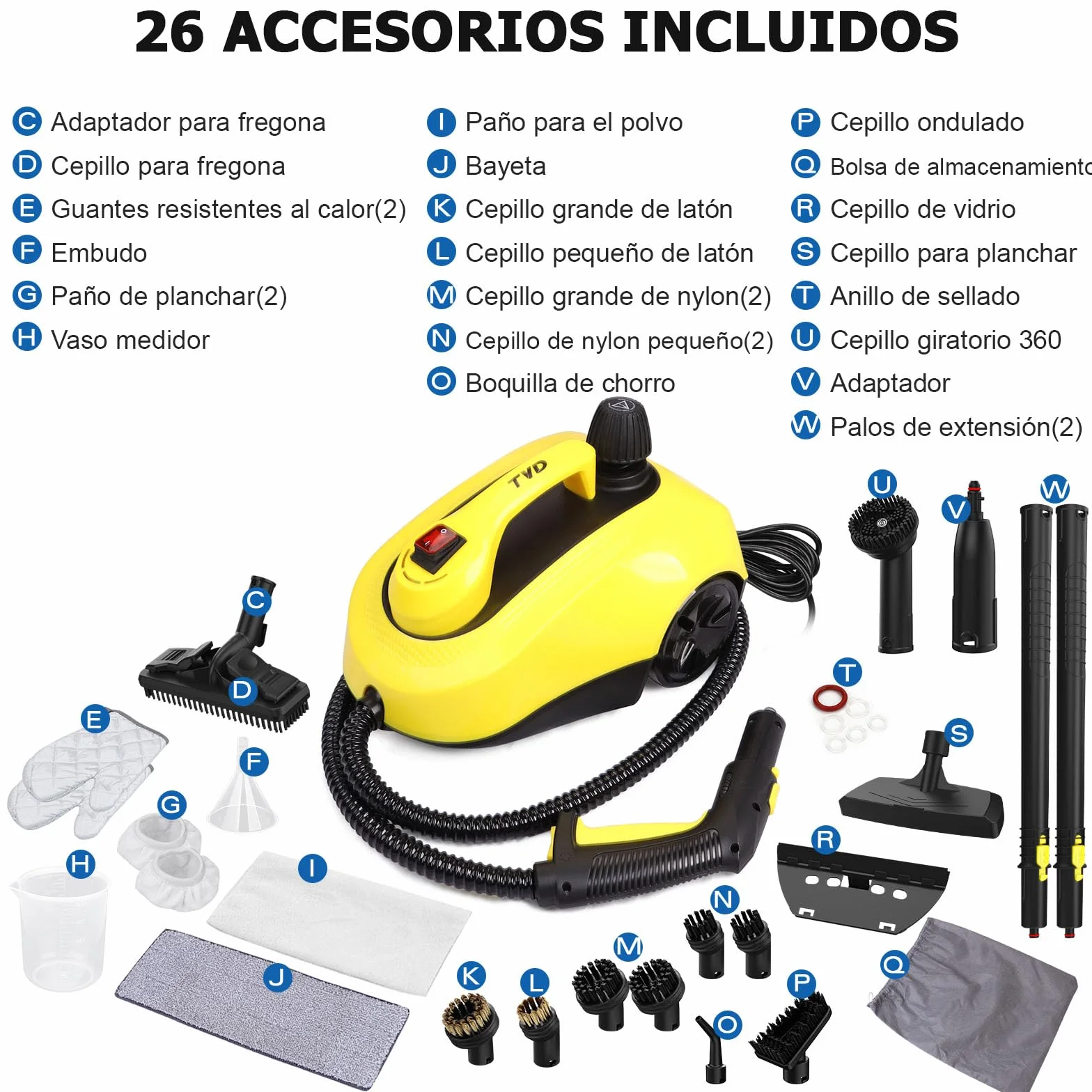 TVD Limpiador de vapor para muebles tapizados 5 m cable