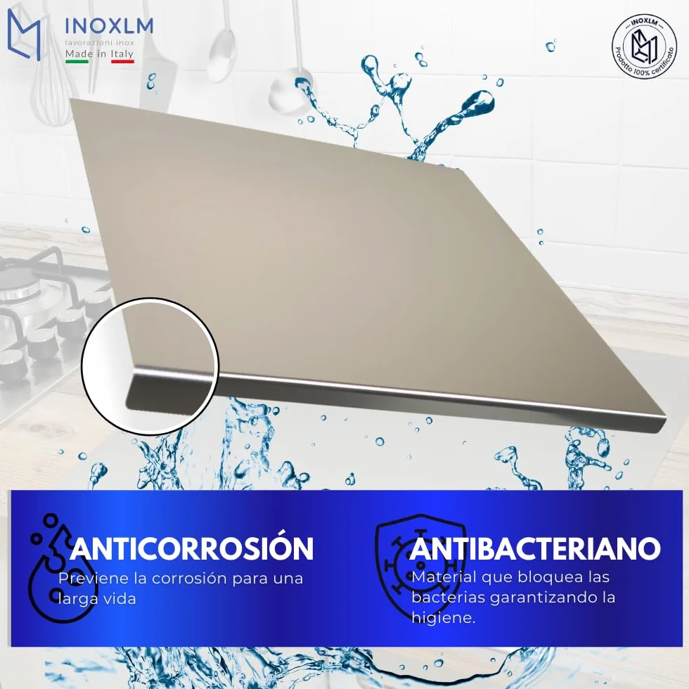 INOXLM Tabla de cortar acero inoxidable 30x50 cm para cocina bar restaurante