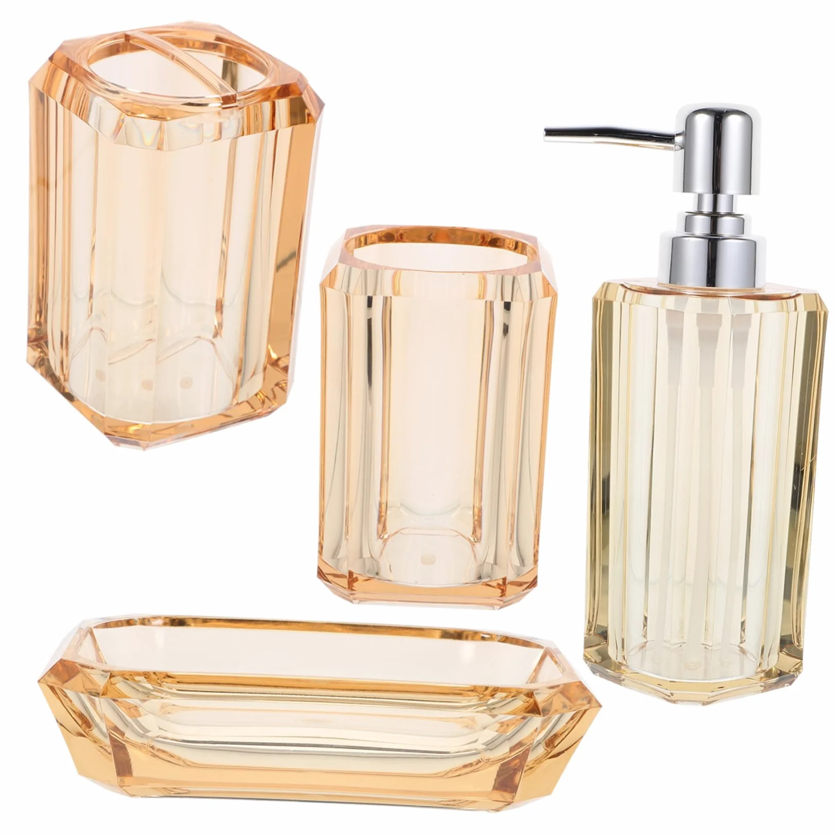 Mipcase Set de Baño de Acrílico Jabonera Porta Cepillo de Dientes Elegante para Baño