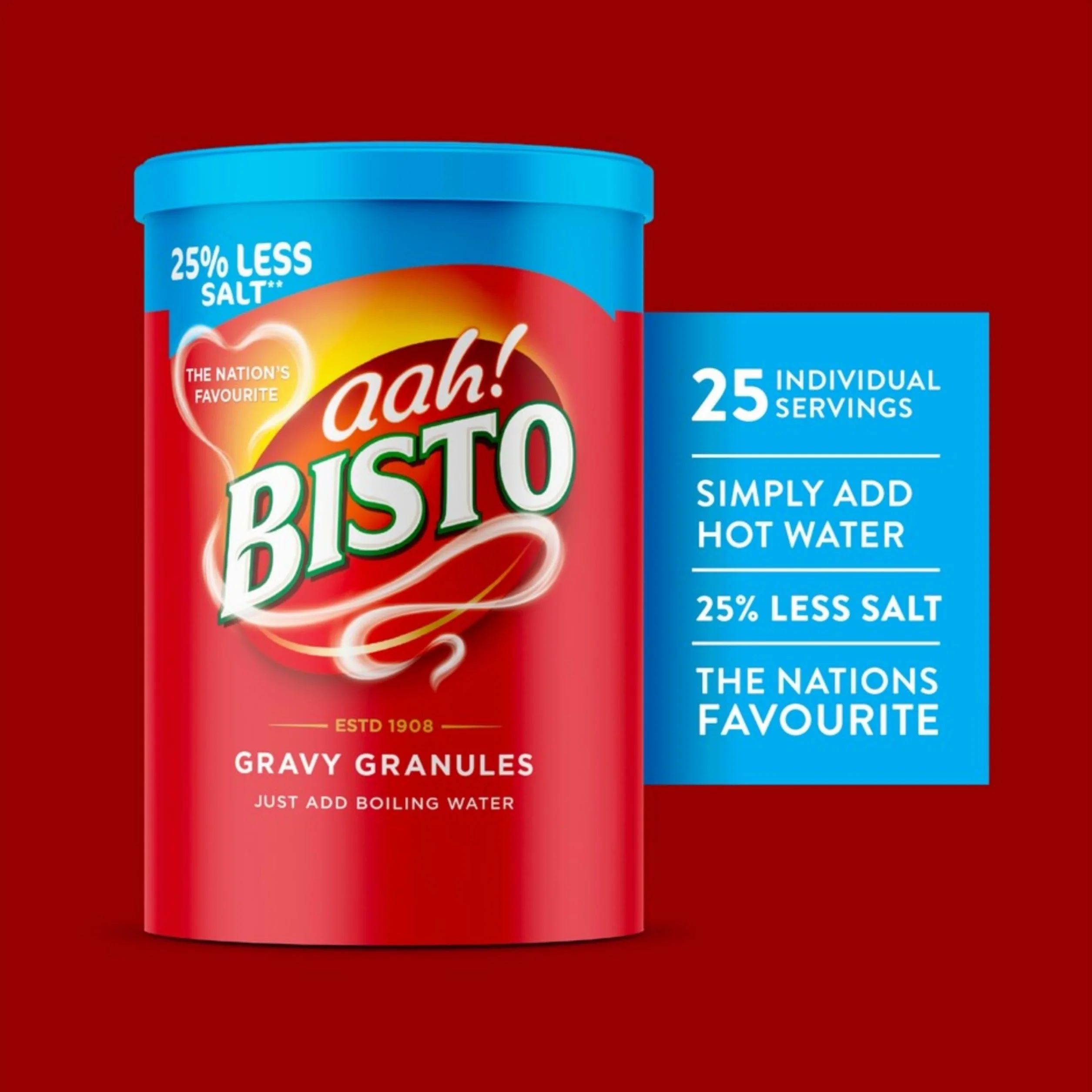 Bisto Gravy Granules 25% Less Salt 190g Salsa Inglesa Instantánea Tradicional para Carne y Asados