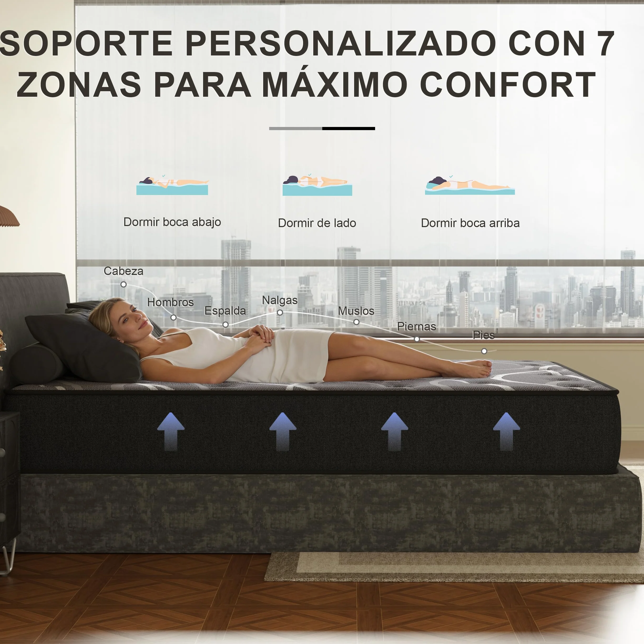 DEWINNER Colchón Viscoelástico 135x190 cm Altura 25 cm Hipoalergénico