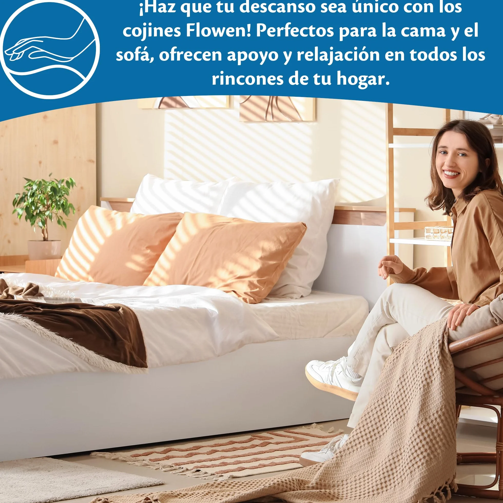 Flowen Almohada 40x60 cm Fibra Siliconada Hipoalergénica Oeko-Tex® Antialérgica Indeformable Pack 2