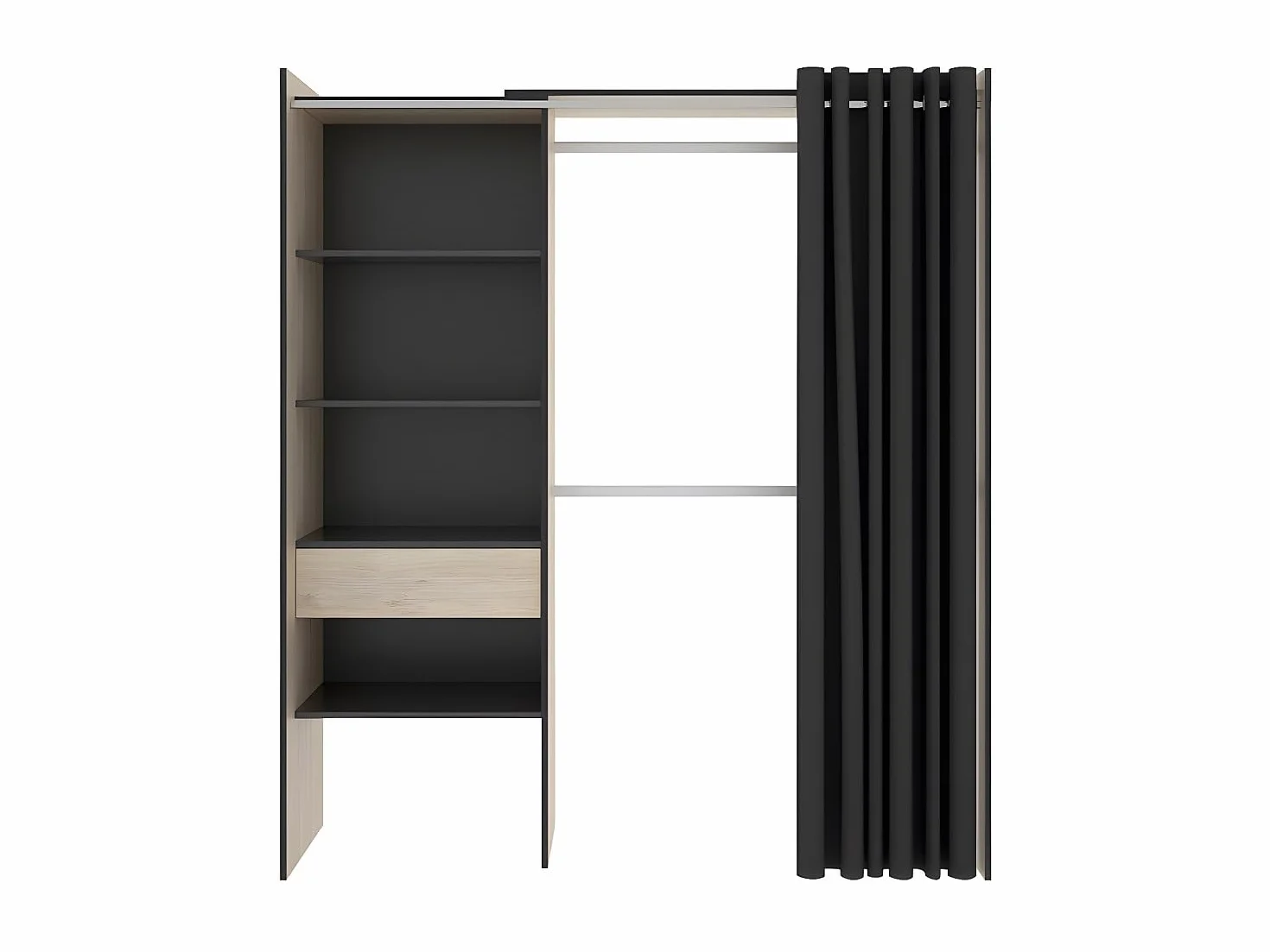 DEKIT GRUPO RIMOBEL SUIT - Vestidor con cajón y cortina - Natural / Grafito