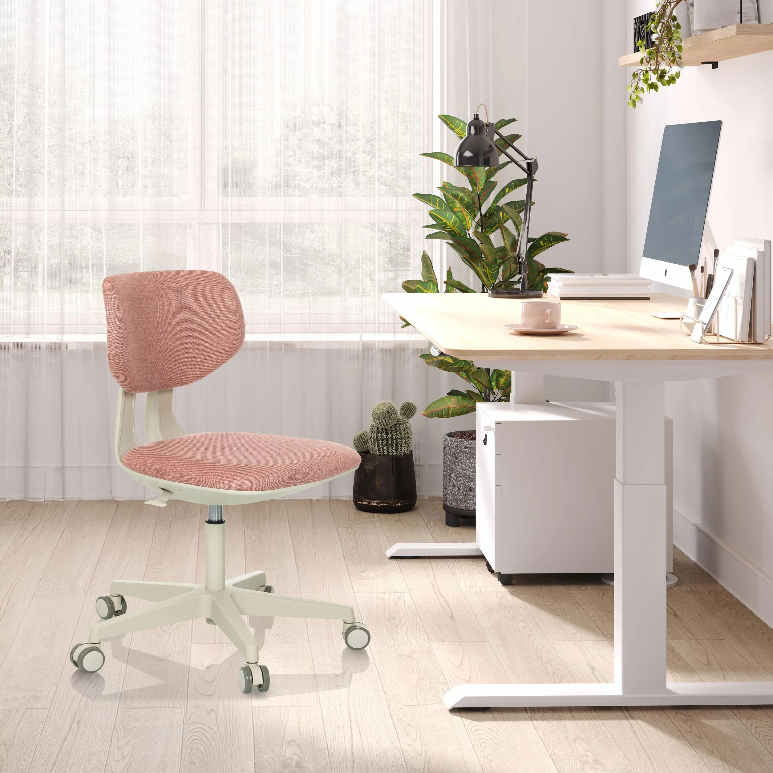 hjh OFFICE Silla giratoria para niños Respaldo Regulable en Altura Kid Classic Silla de Escritorio para niños de 6 a 12 años, Rosa