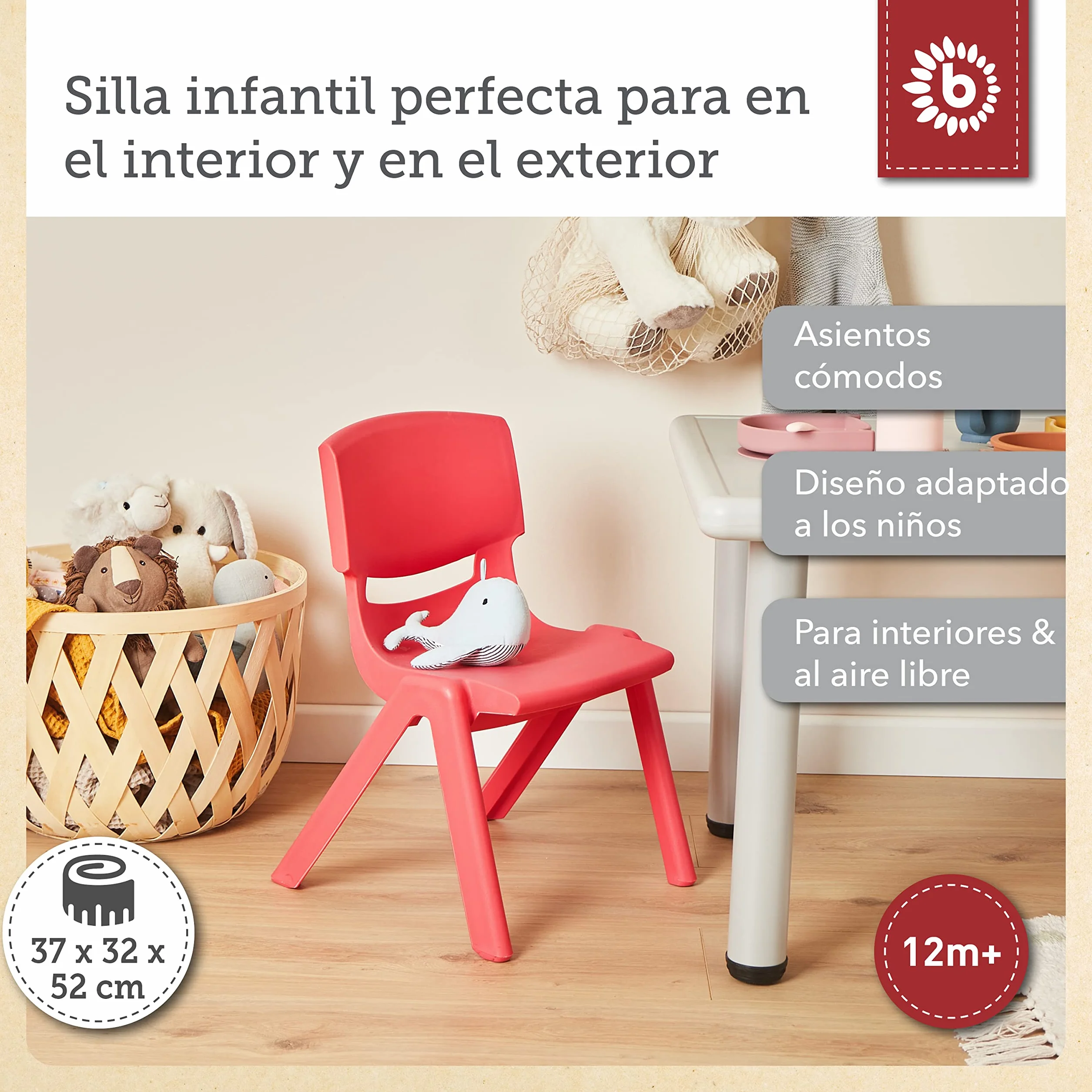 Bieco Silla para niños hasta 80 kg cargable | apilable y antivuelco | para Interior y Exterior | Silla niños Infantil Silla Escritorio Juvenil sillas de plastico Silla niño Silla plastico Infantil