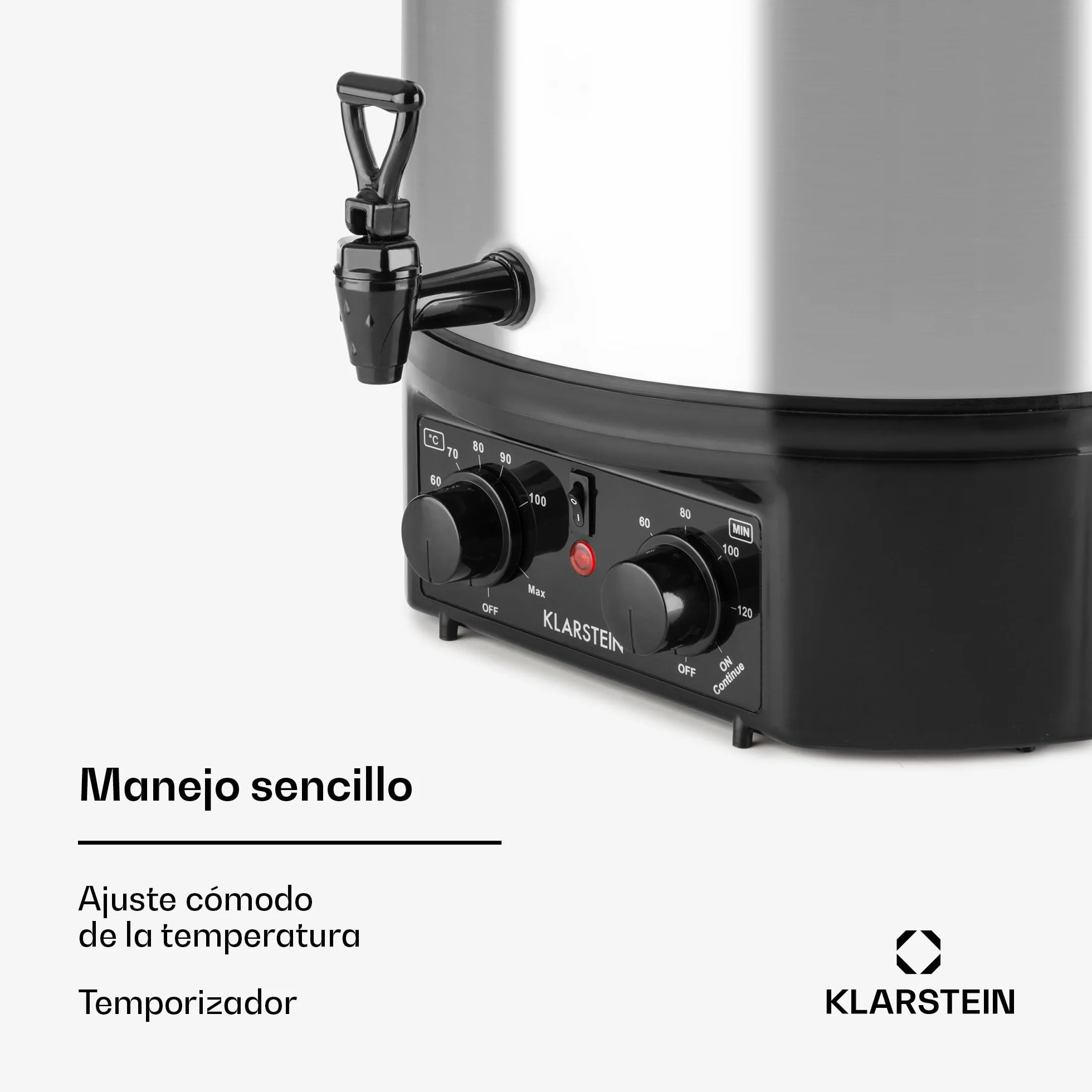 Klarstein Biggie Olla eléctrica pasteurizadora 2000 W 30-100°C 120 min Acero inoxidable 16 L Plateado