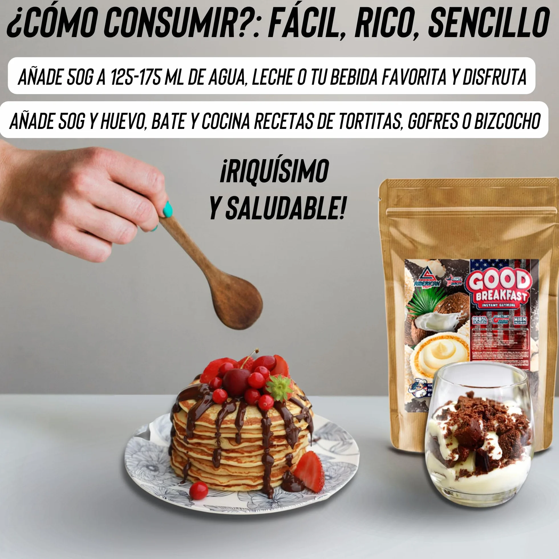 Harina de Avena Integral AS American Suplement 1 kg Bajo en Azúcares y Grasas Fuente de Fibra y Proteínas