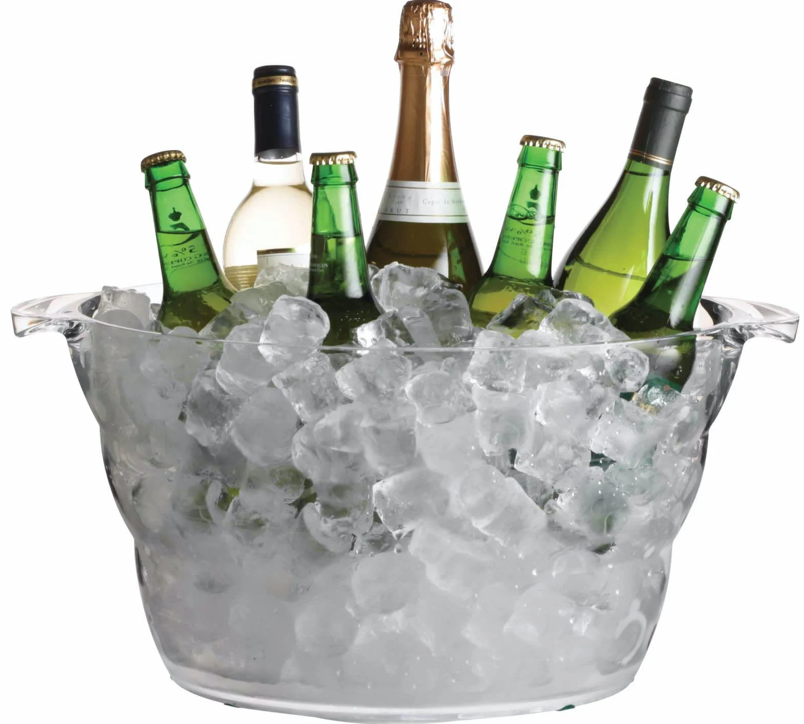 BarCraft Cubo Enfriador de Bebidas Ovalado Grande Acrílico Transparente 10 Litros