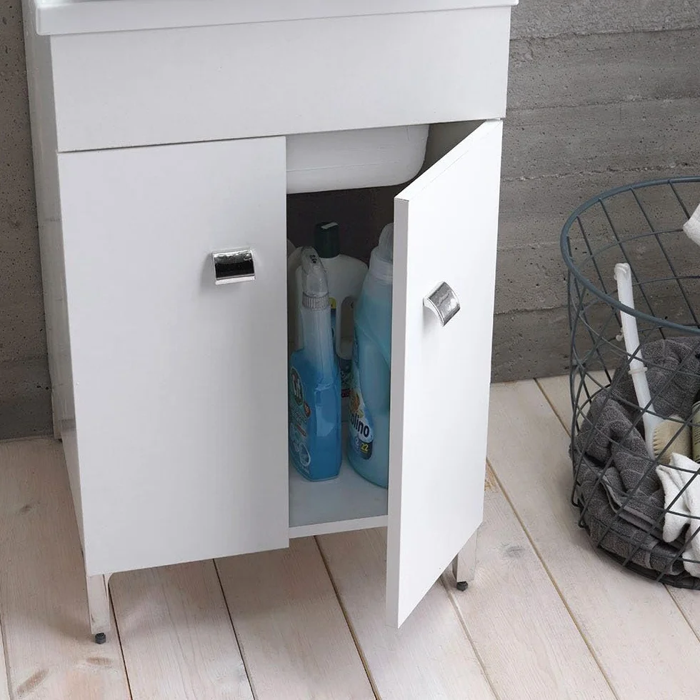 Kiamami Valentina - Mueble lavadero 50 cm blanco con tabla de lavado extraíble |Pratico