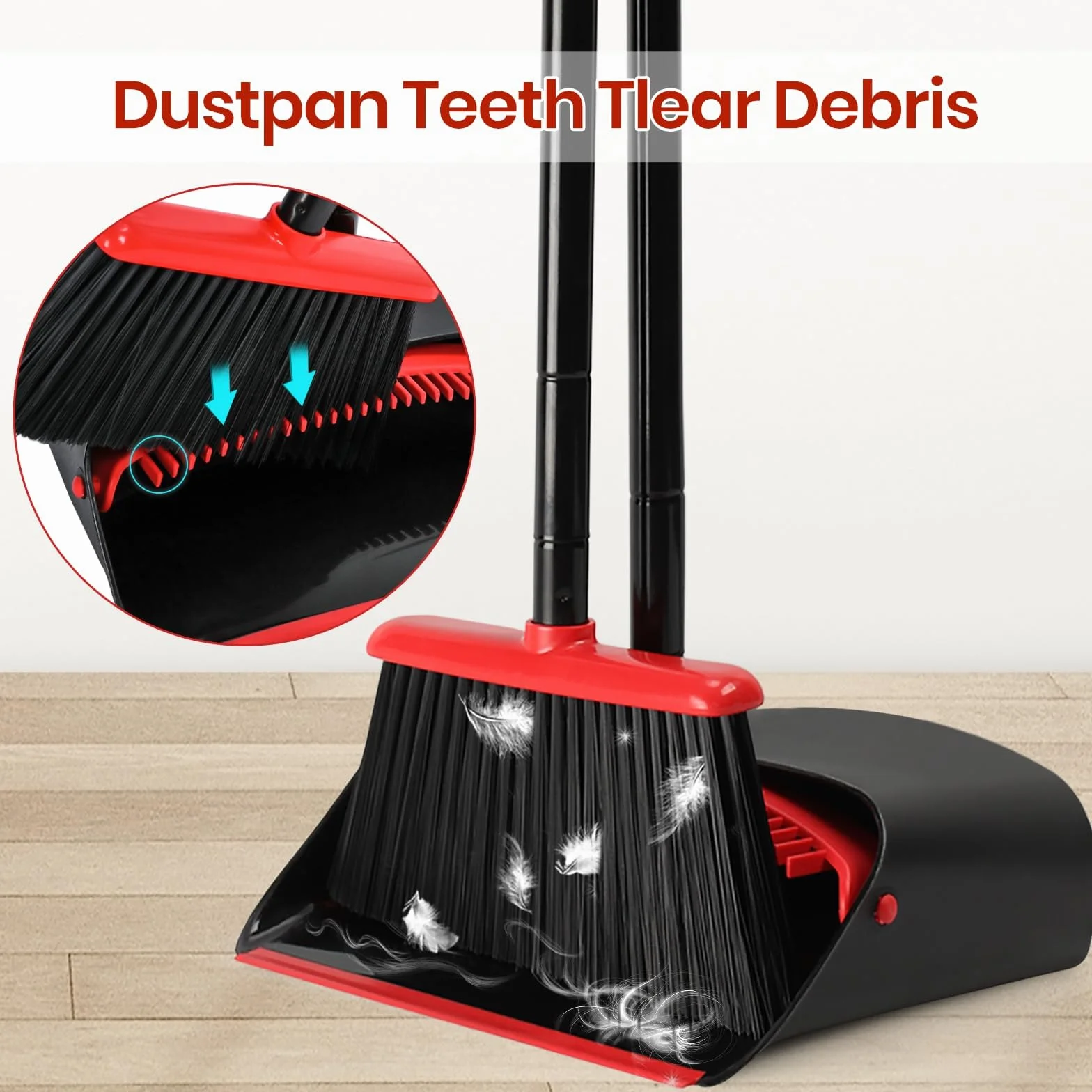 TreeLen Broom and Dustpan Set for Home, Upright Sweep Combo