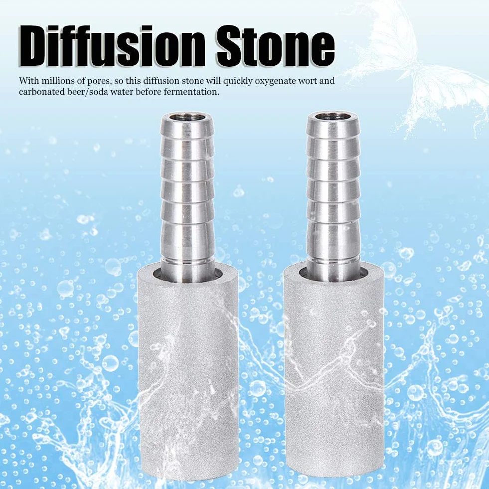 2 Uds., Piedra De Difusión De 0,5 Micras, Piedra De Aireación, Piedra De Carbonatación De Acero Inoxidable Con Lengüeta De 1/4 "para Vino Casero, Cerveza, Soda