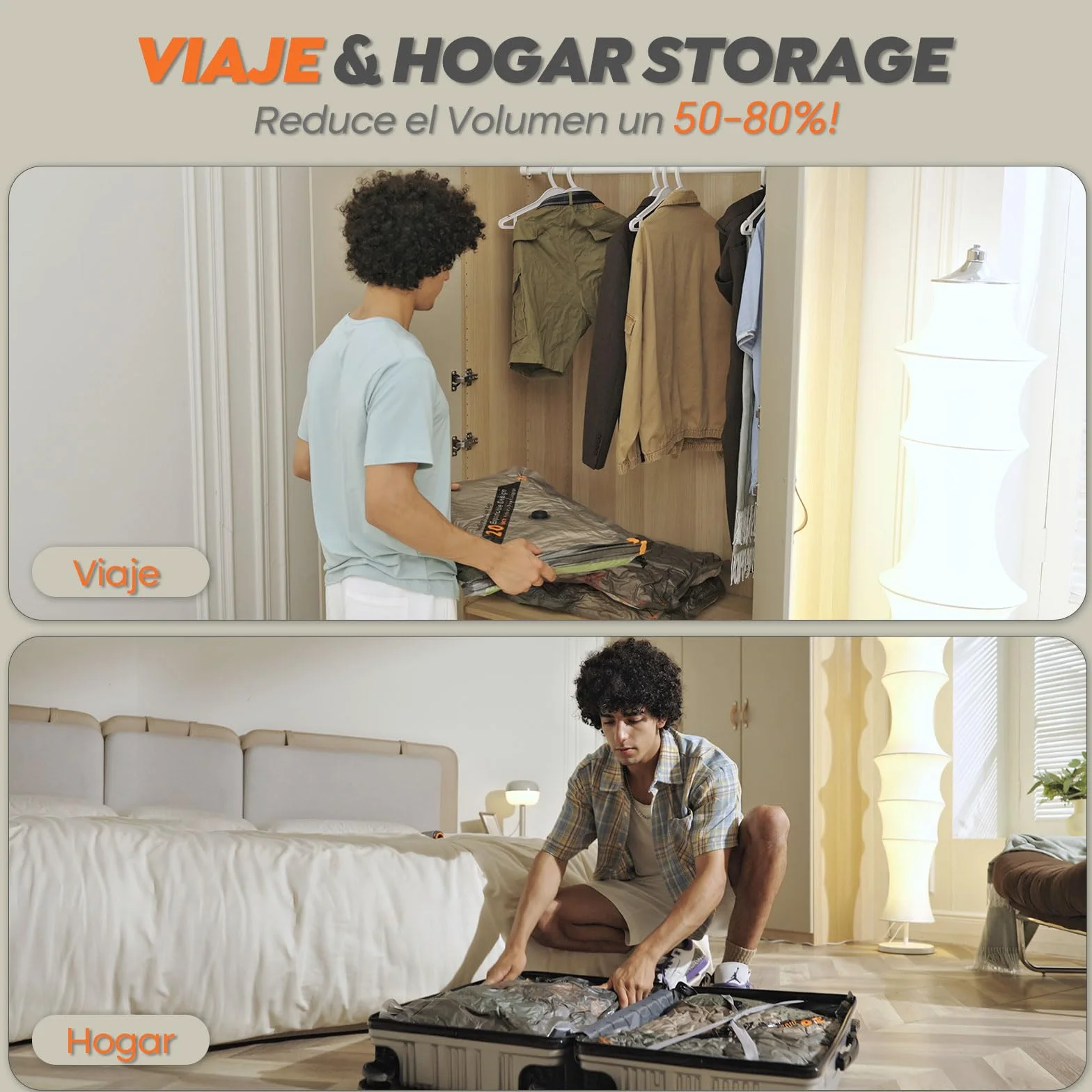 Vacbird Bolsas Vacio Ropa con Bomba de Vacío Eléctrica Inalámbrica 20 Bolsas para Viajes Organización