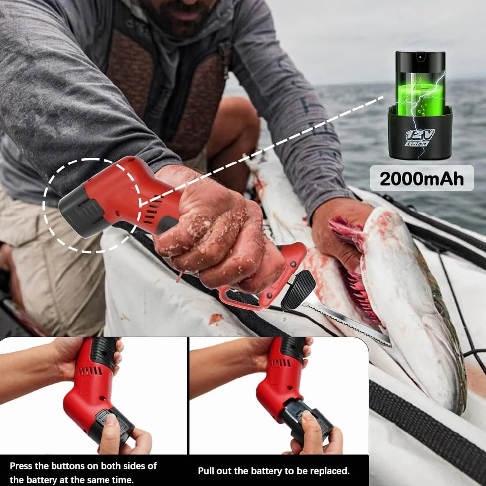 Cuchillo Eléctrico Recargable para Filetear con 4 Hojas Antiadherentes de Nitruro de Titanio y 2 Baterías Recargables con Enchufe Europeo