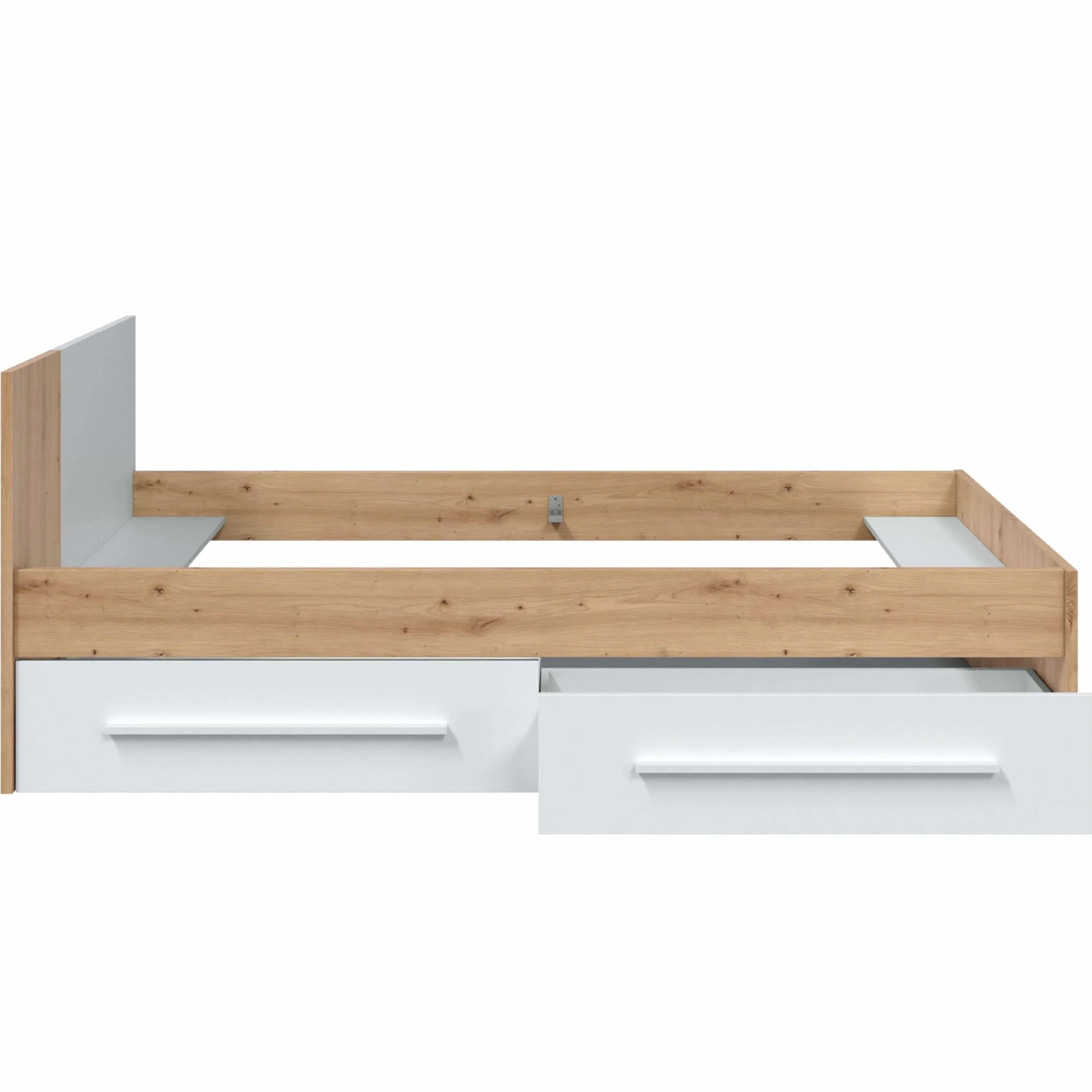 Habitdesign – Cama Individual Juvenil con 2 Cajones, Reversible, Color Blanco Artik y Roble Nodi, 196x97x77 cm – Modelo Noa (Sin Somier)