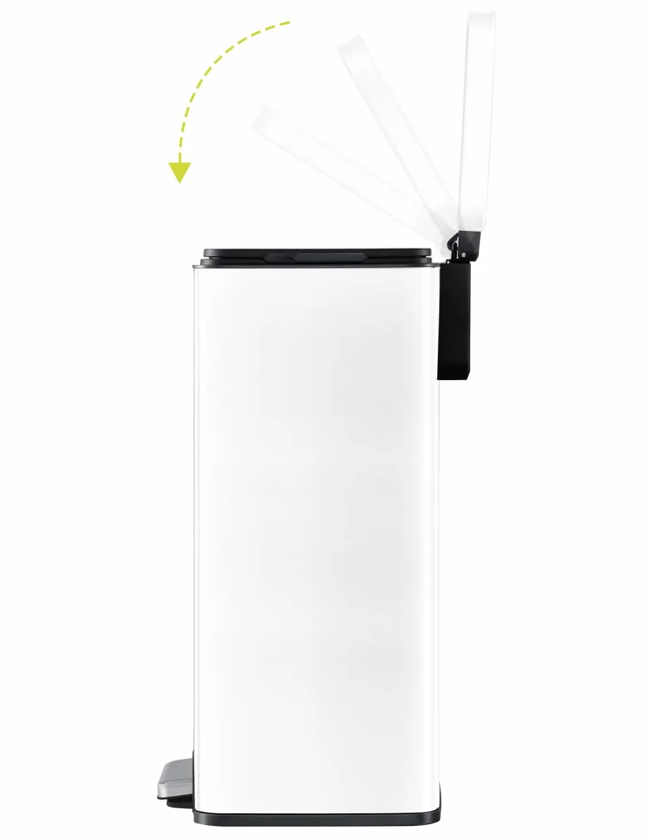 EKO Madison Cubo de Basura de Cocina de 50 l, con Pedal y Tapa con Cierre Suave, Acero Inoxidable Blanco Mate antihuellas, Cubo de Basura Moderno y Resistente, Grande