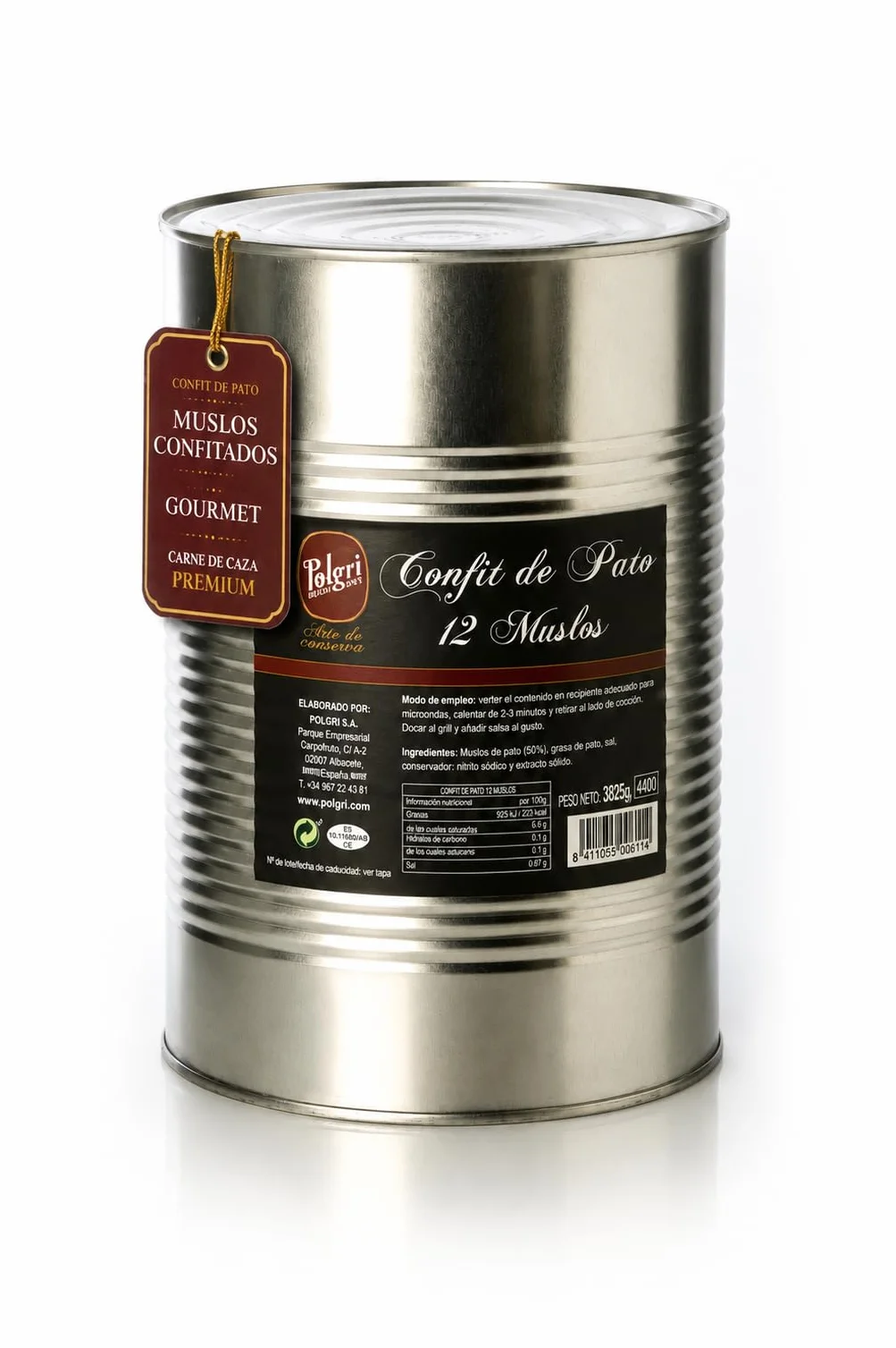POLGRI Confit de Pato Muslos Confitados Gourmet 3825 g 12 Unidades Carne de Caza Premium