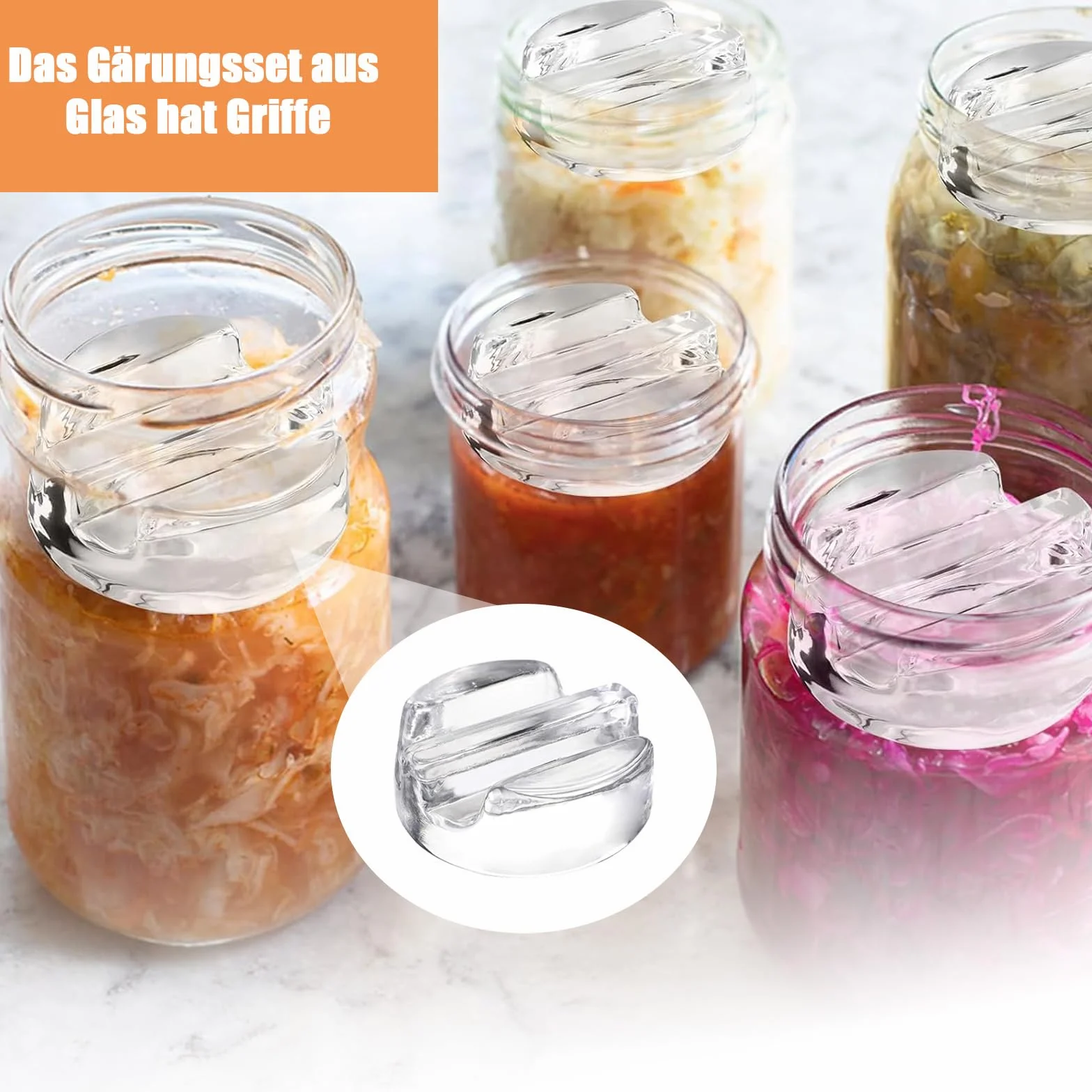 Pesos de Fermentación, 4 Piezas Pesas de Fermentación, Pesas para Tarros de Conserva de Pepino, Pesos de Fermentación Peso Diámetro 7 cm, Pesas de Vidrio de Fermentación para Fermentar Chucrut