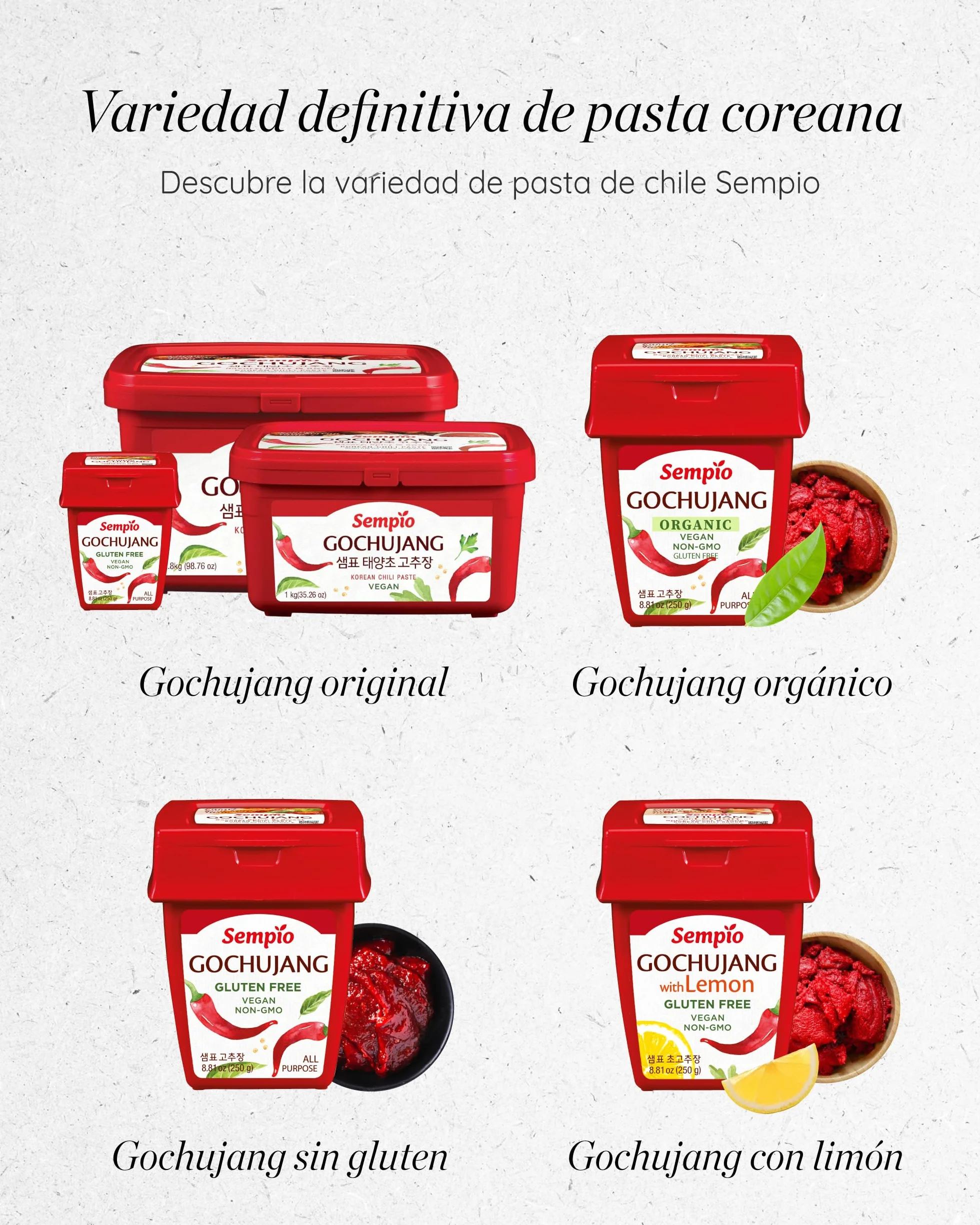 Pasta de Chile Coreana Sempio 500g - Salsa de Pimienta Roja Dulce y Picante para Tteokbokki
