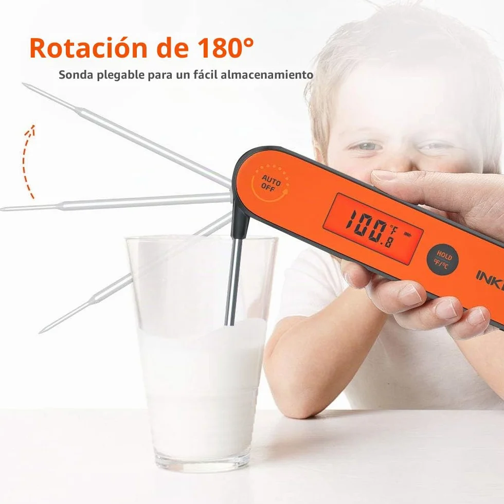 Inkbird IHT-1P Termometro Cocina, Impermeable Termometro Digital Cocina con sonda Larga Acero Inoxidable, Termómetro para carne Lectura Rápida，Conmutable °C/°F, Apto Para Parrilla, Carne, Líquidos
