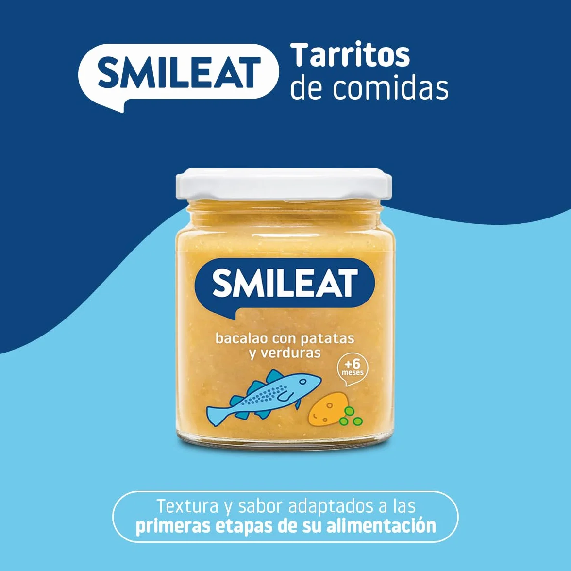 Smileat Tarrito infantil Bacalao con Patata y Verduras 6 Meses 230g