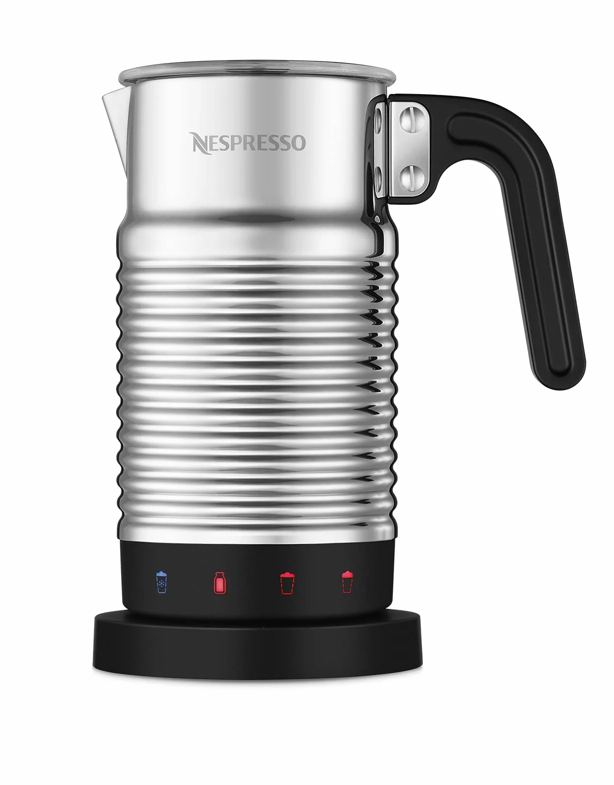 NESPRESSO Aeroccino 4 Espumador de leche, Espumador eléctrico para 120 ml de espuma de leche cremosa y 240 ml de leche caliente, espumador apto para lavavajillas, Plateado