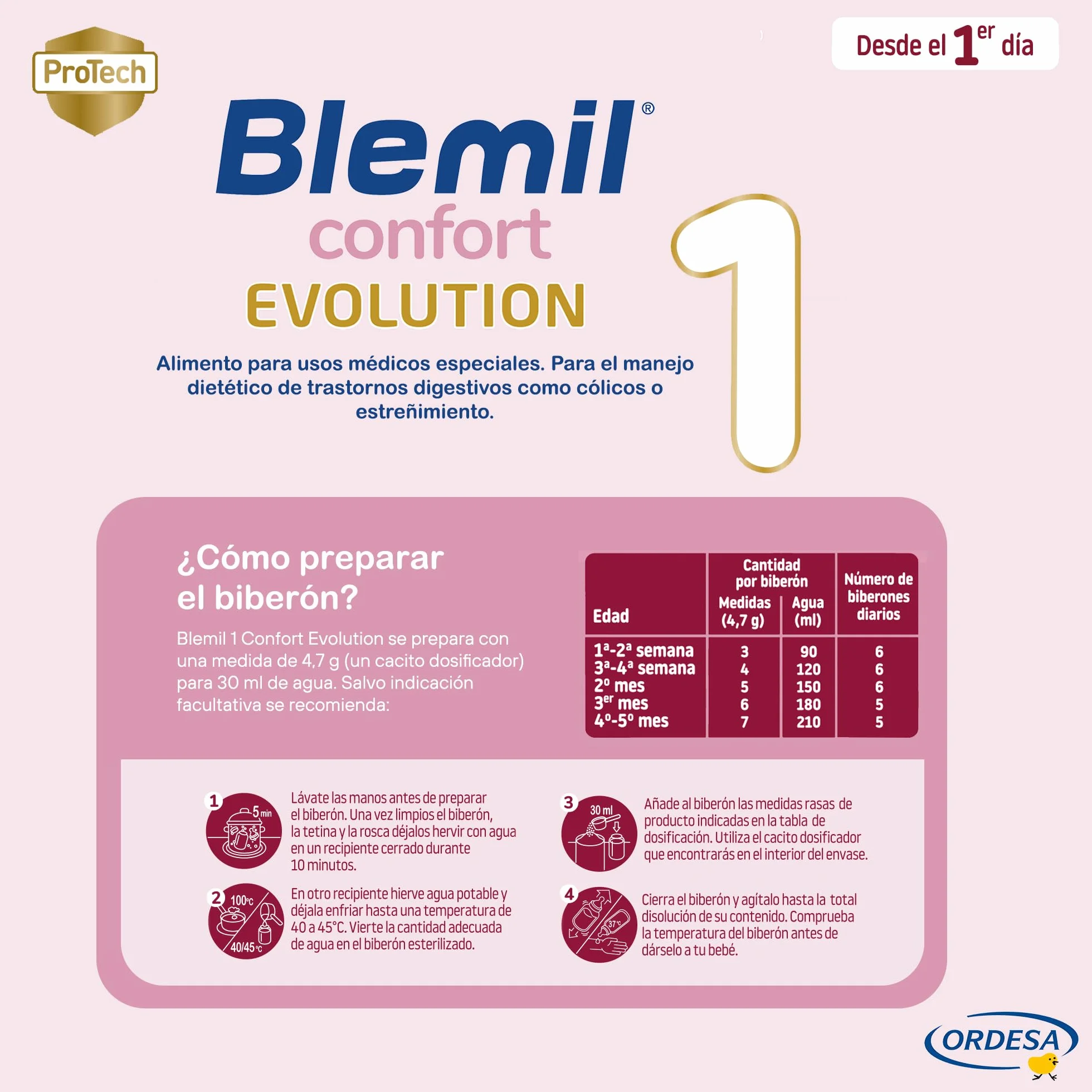 Blemil 1 Confort Evolution 800g Fórmula de Inicio en Polvo para Bebé