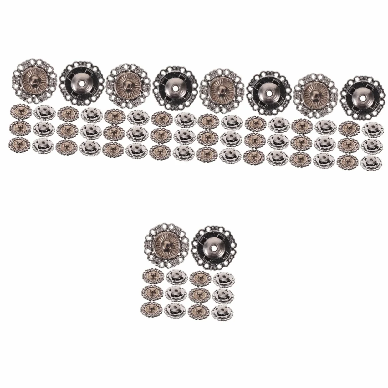 Lurrose 125piezas Botones Presión Metálicos Para Ropa Accesorios Versátiles Broches De Snap Para Abrigos Bolsos y Calzado Duraderos y Fáciles De Instalar