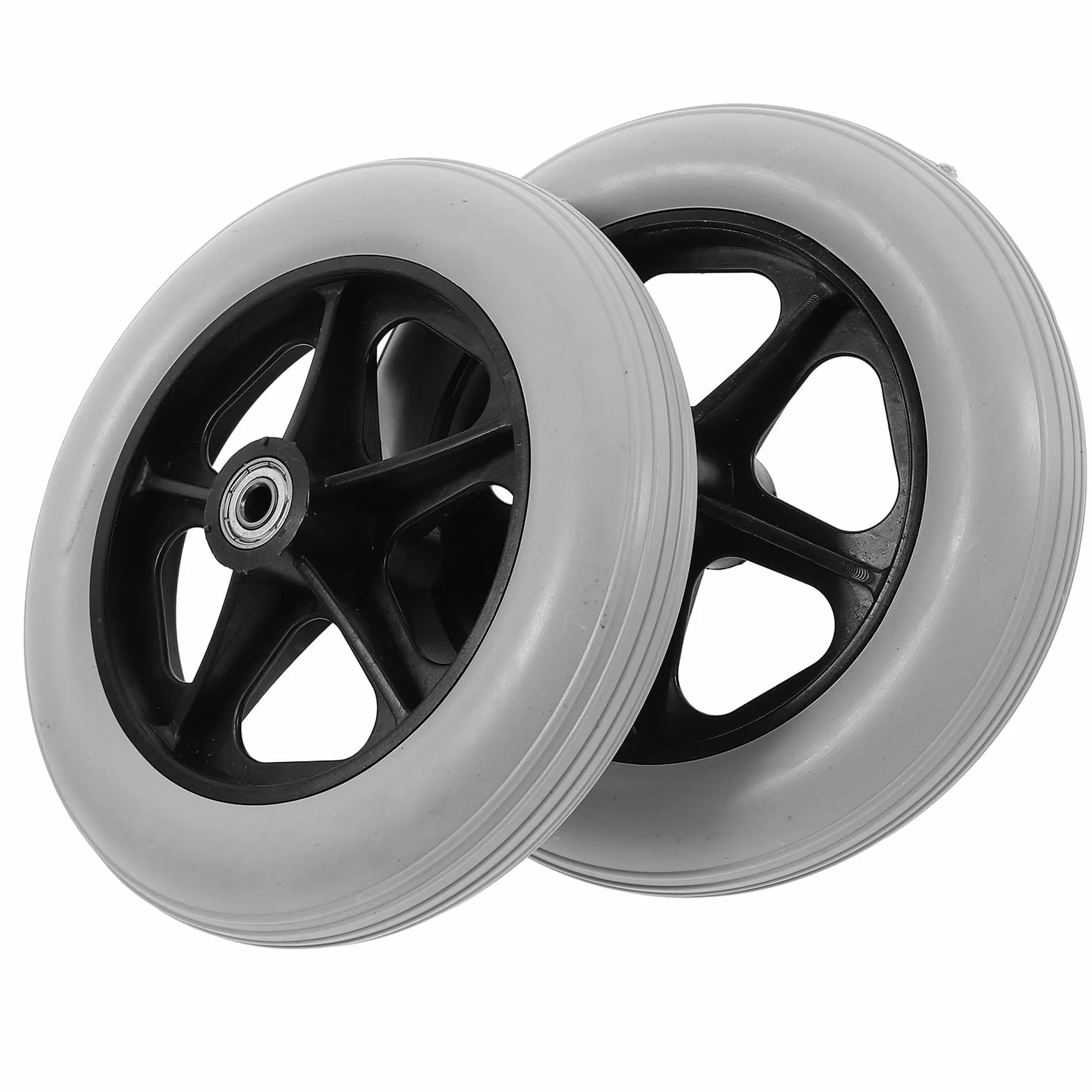 CALLARON 2piezas Ruedas Delanteras de Repuesto para Silla de Ruedas y Carrito Neumático Macizo Compatibles con Andadores y Carros de Compra Estabilidad y Fácil Instalación