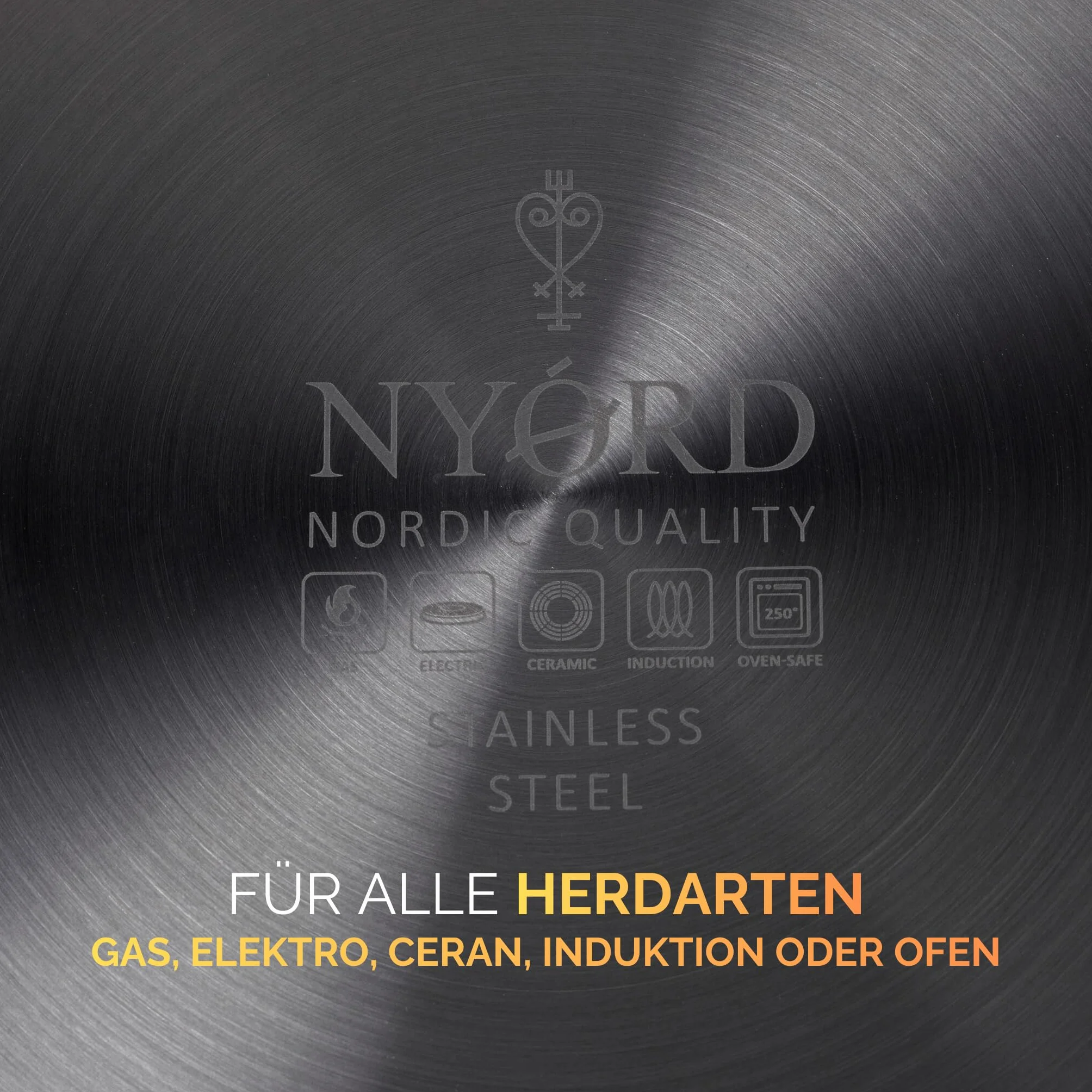 NYORD - Sartén wok (30 cm, acero inoxidable, con protección híbrida y revestimiento cerámico, apta para vitrocerámica, gas y cocinas de inducción)