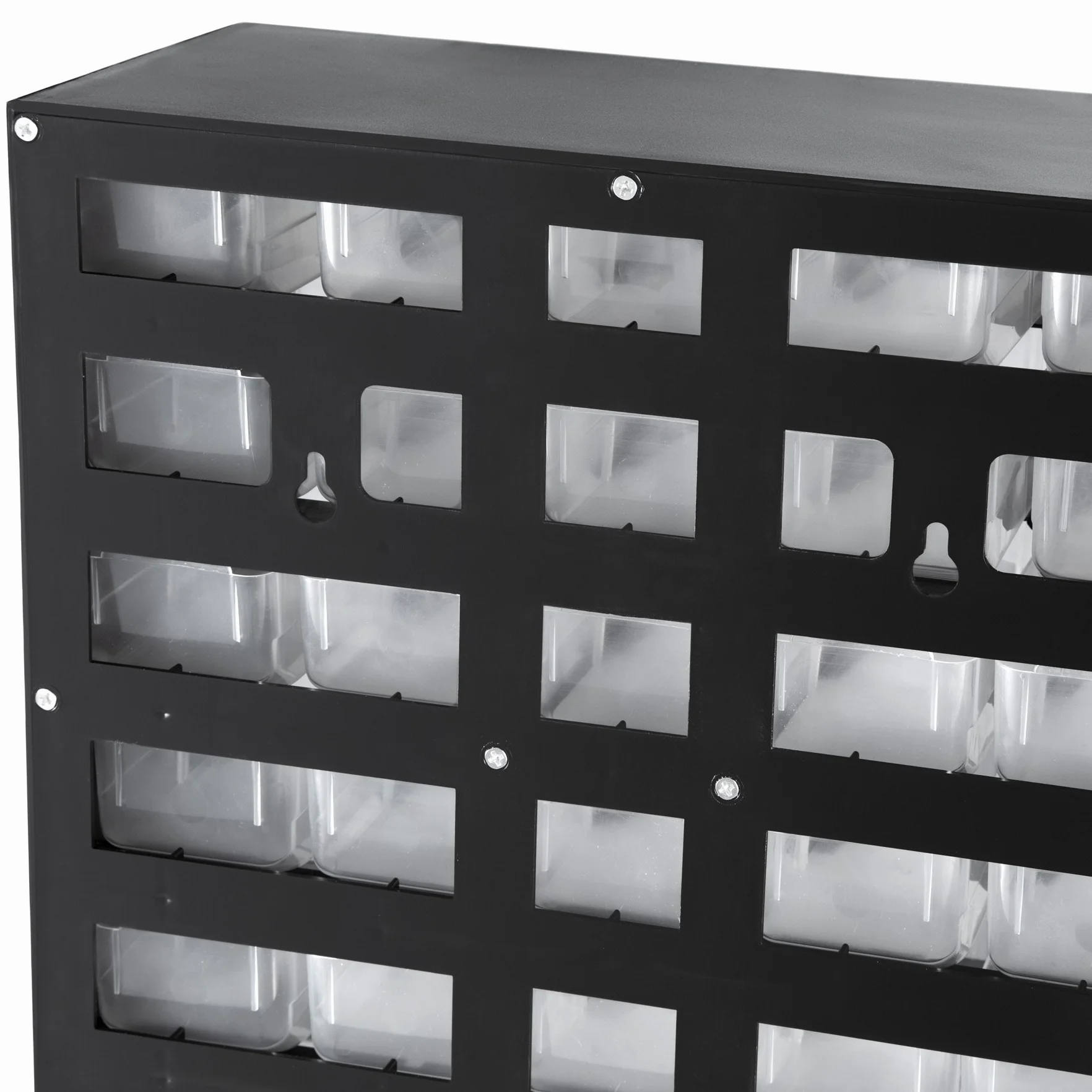 tectake - Juego de 2 portaminutería con 41 cajones ABS, dispositivos para montaje en pared, módulos armario contenedores, 30 x 13,5 x 45 cm, negro