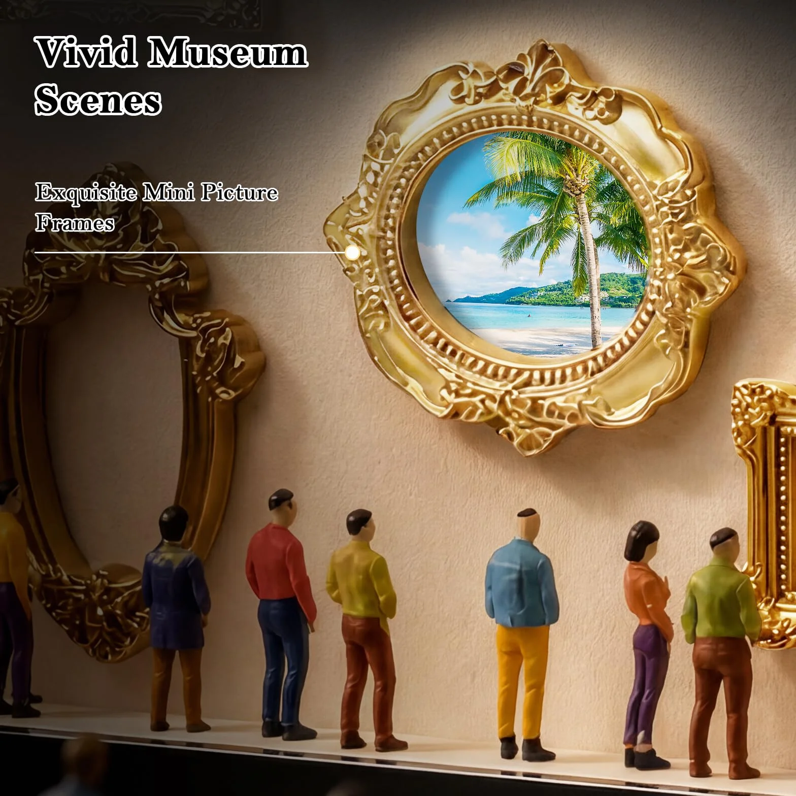 Museo en Miniatura DIY 25 x 25 cm, Mini Museo Fotos con Mini Marcos, Figuras de Personas y Luz LED, Kit de Shadow Box como Regalo para el Día de San Valentín, Aniversario, Cumpleaños, Decoración