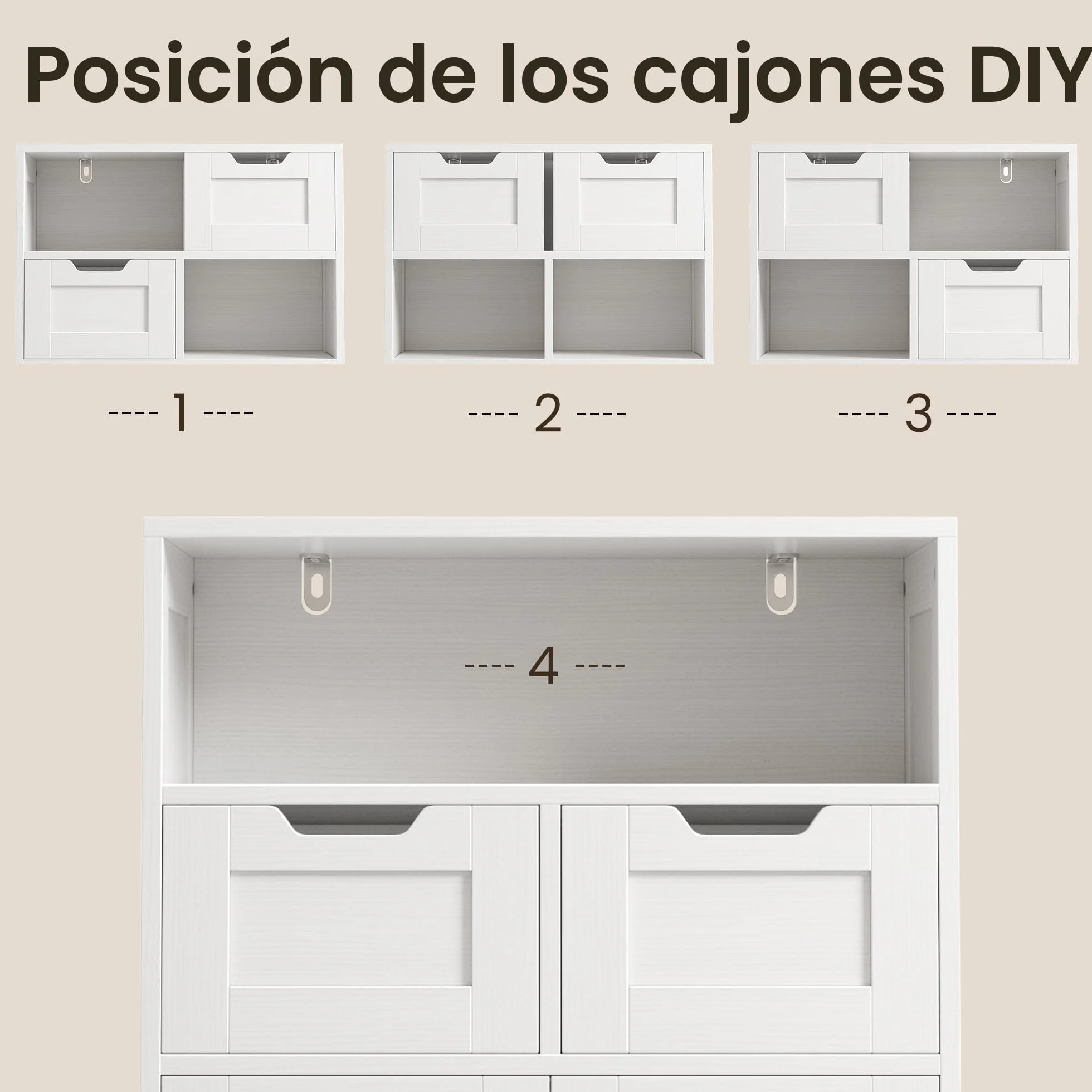 Bealife Armario de Baño 60x30x108 cm con 2 Puertas y 2 Cajones, Estante Ajustable, Blanco
